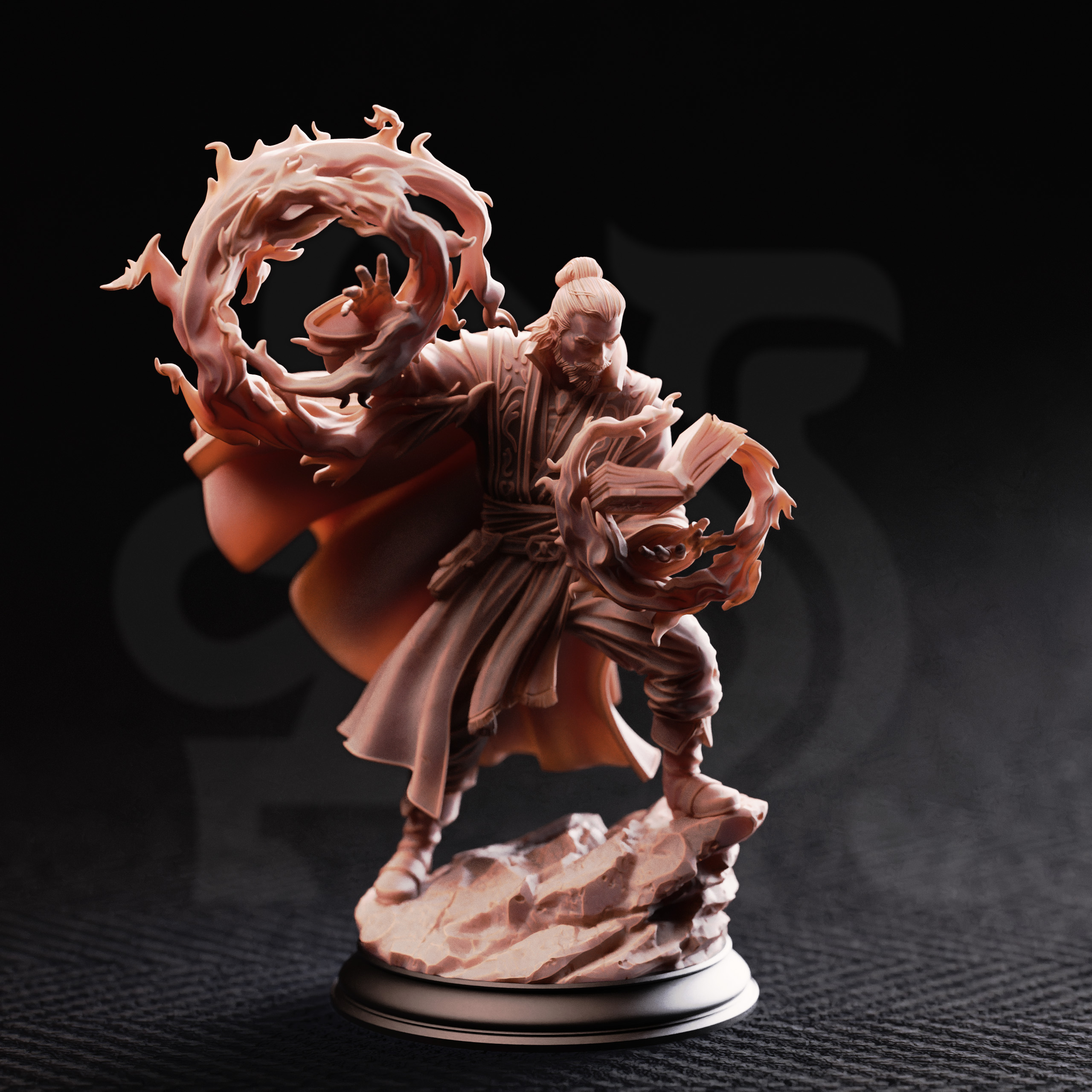Unpainted resin miniature of Aaron Drafthold, the wandering mage