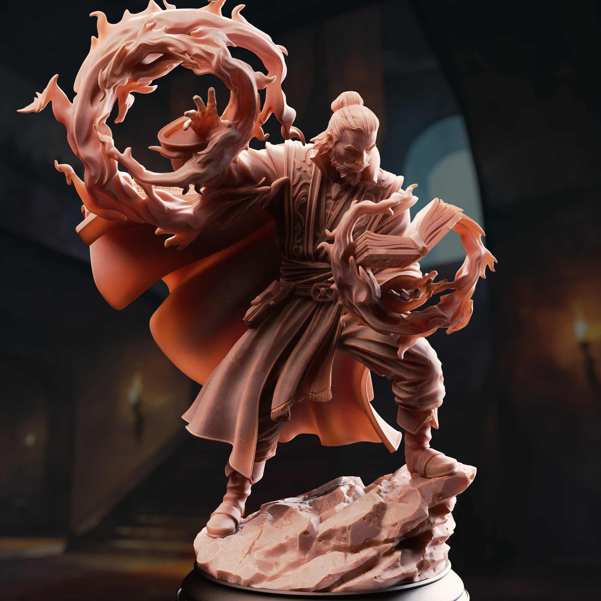 Unpainted resin miniature of Aaron Drafthold, the wandering mage — view 2 of 4