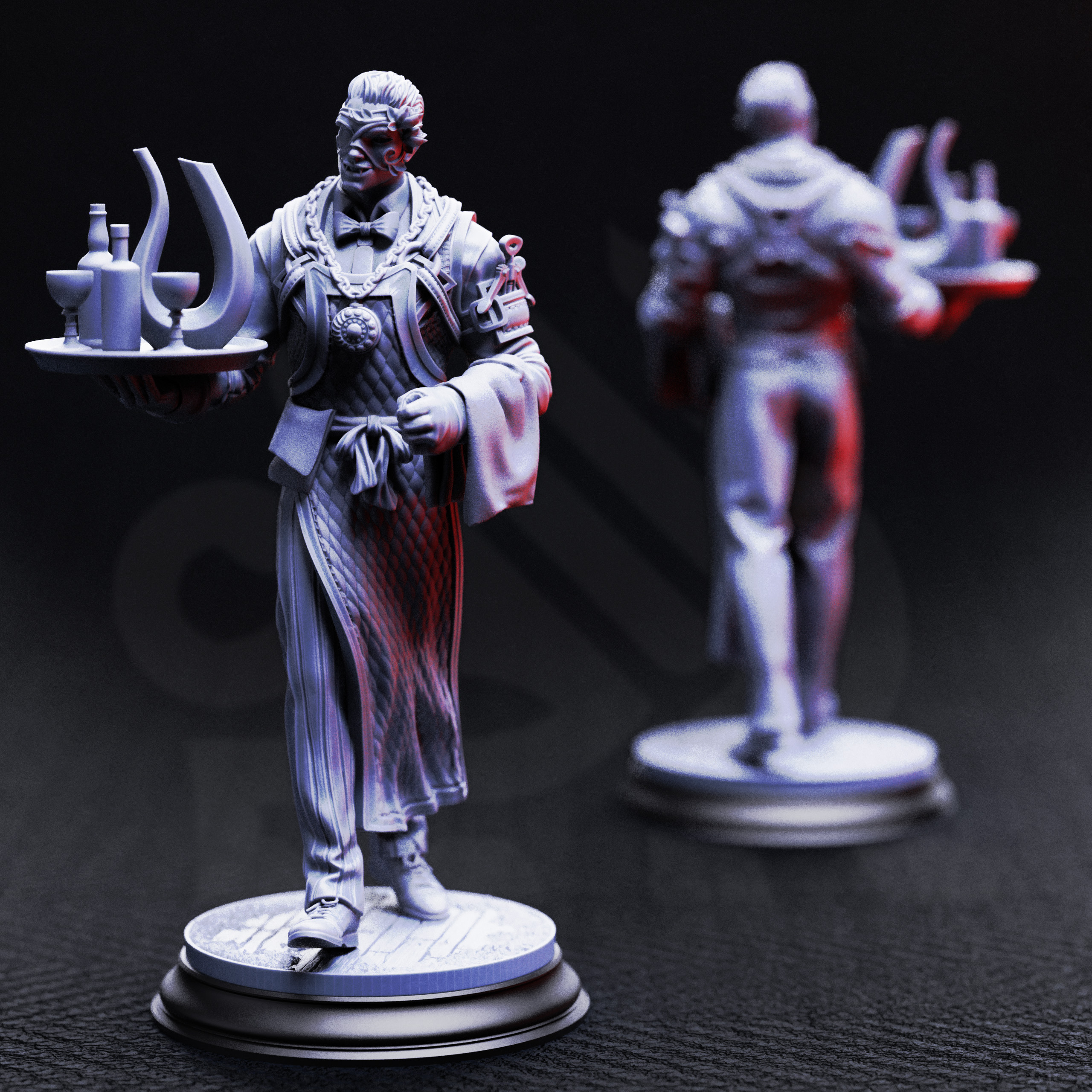 Unpainted resin miniature of Aimar Batteux, vampiric vintner