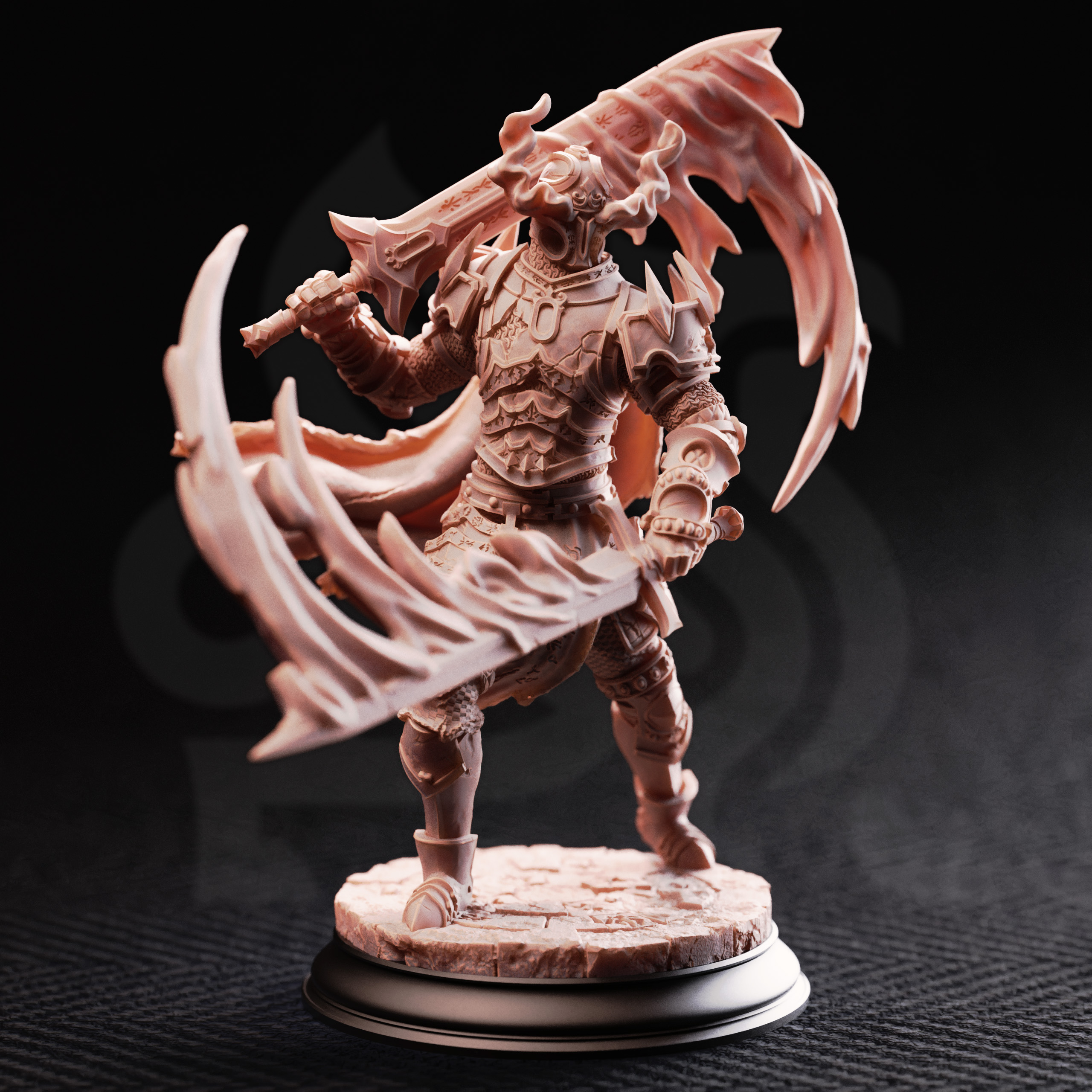 Unpainted resin miniature of Arcane Armour of the Bastion