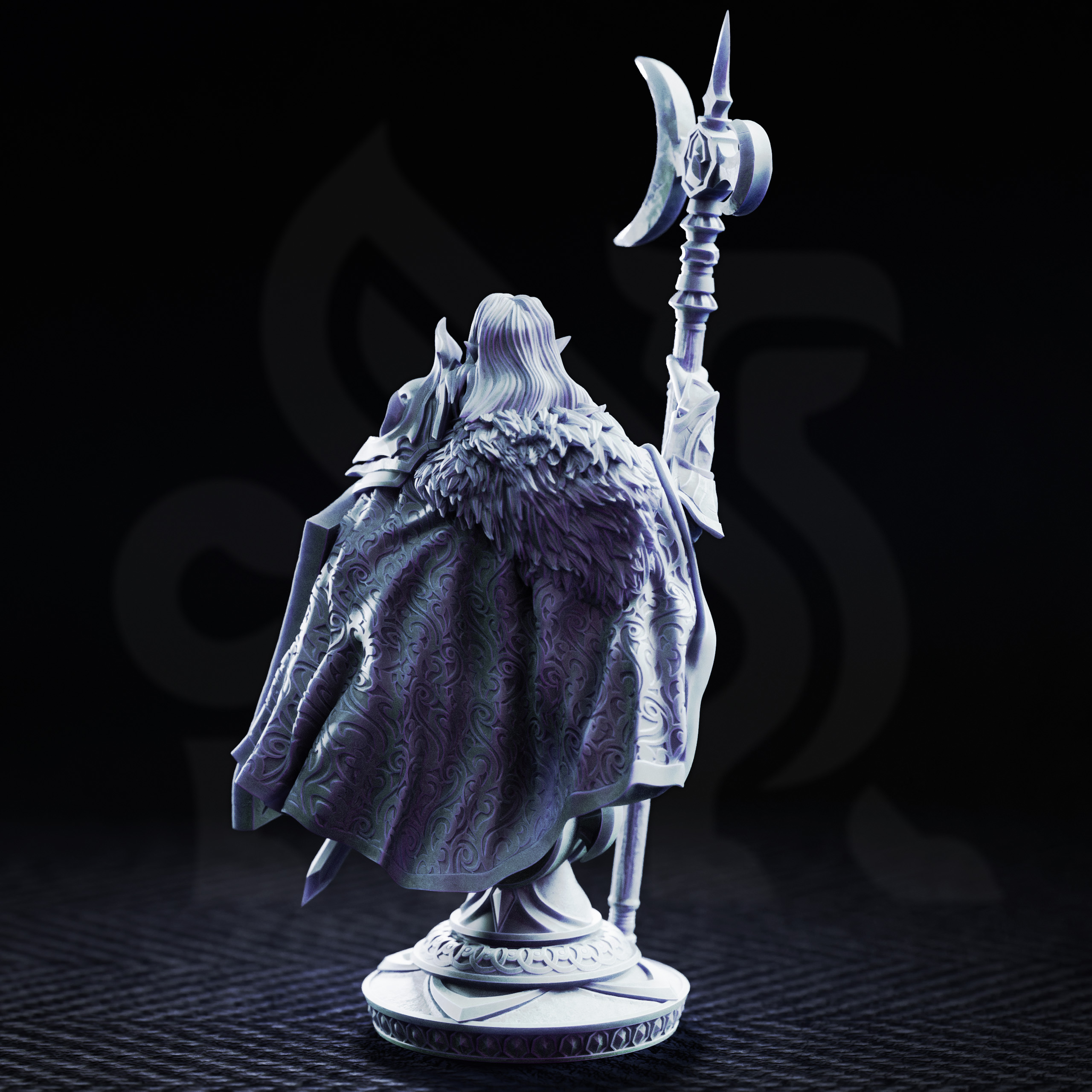Unpainted resin miniature of Ardent Silathin, knight of the waxing moon — view 2 of 3