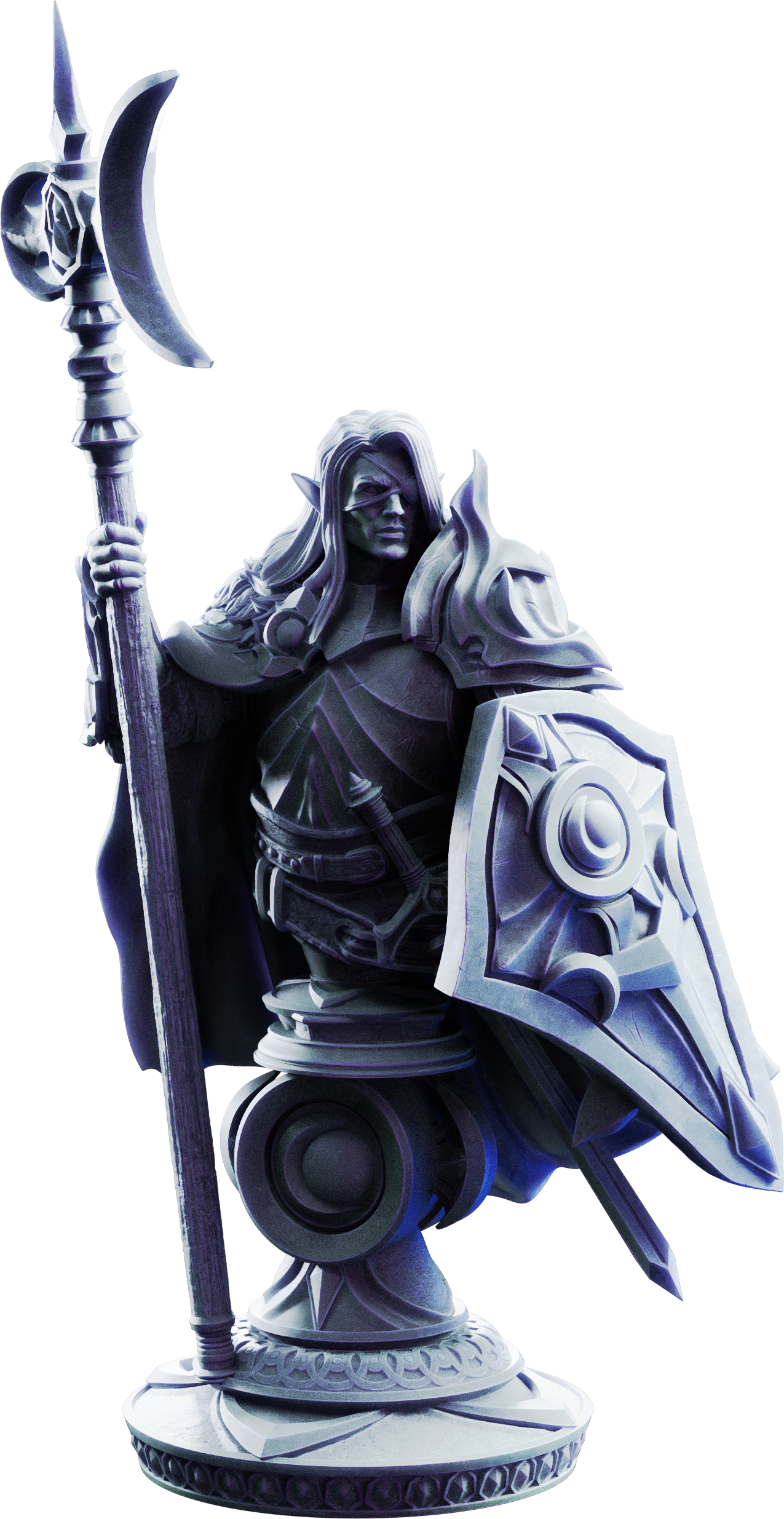 Unpainted resin miniature of Ardent Silathin, knight of the waxing moon — view 3 of 3