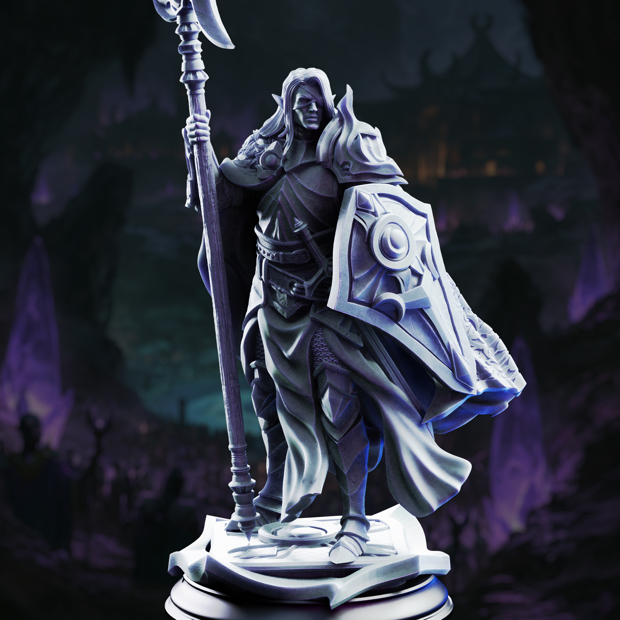 Unpainted resin miniature of Ardent Silathin, knight of the waxing moon — view 2 of 4