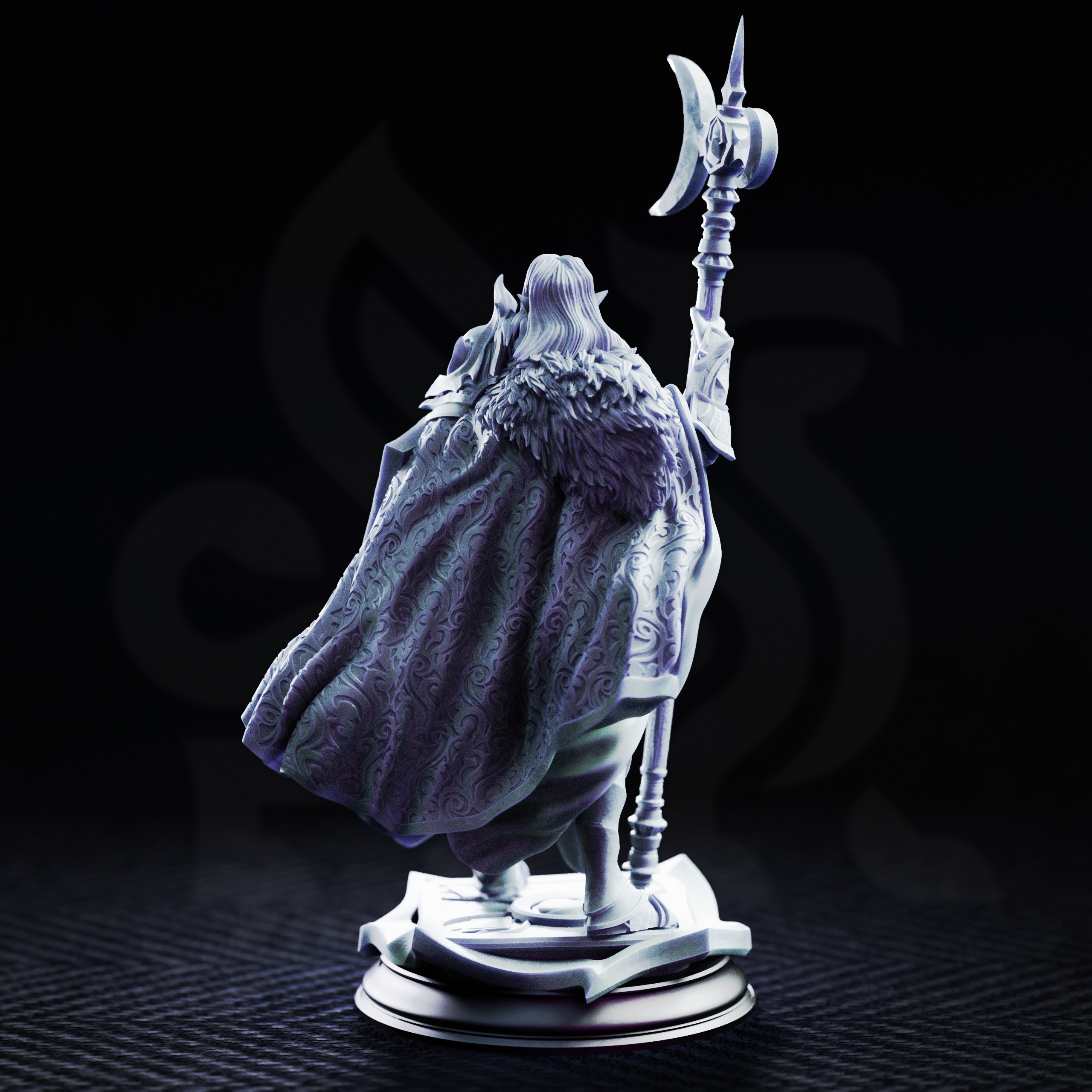 Unpainted resin miniature of Ardent Silathin, knight of the waxing moon — view 3 of 4