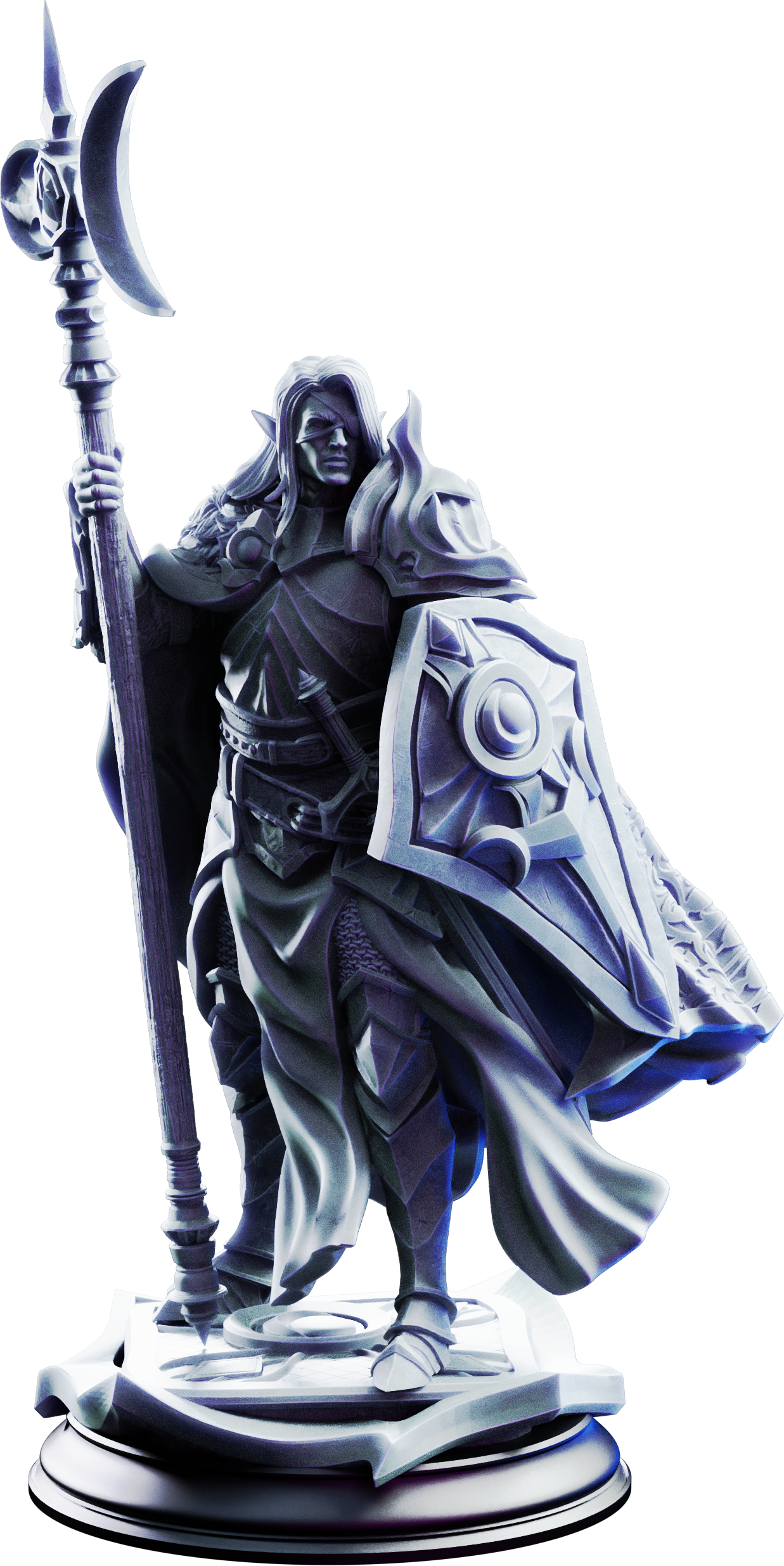 Unpainted resin miniature of Ardent Silathin, knight of the waxing moon — view 4 of 4