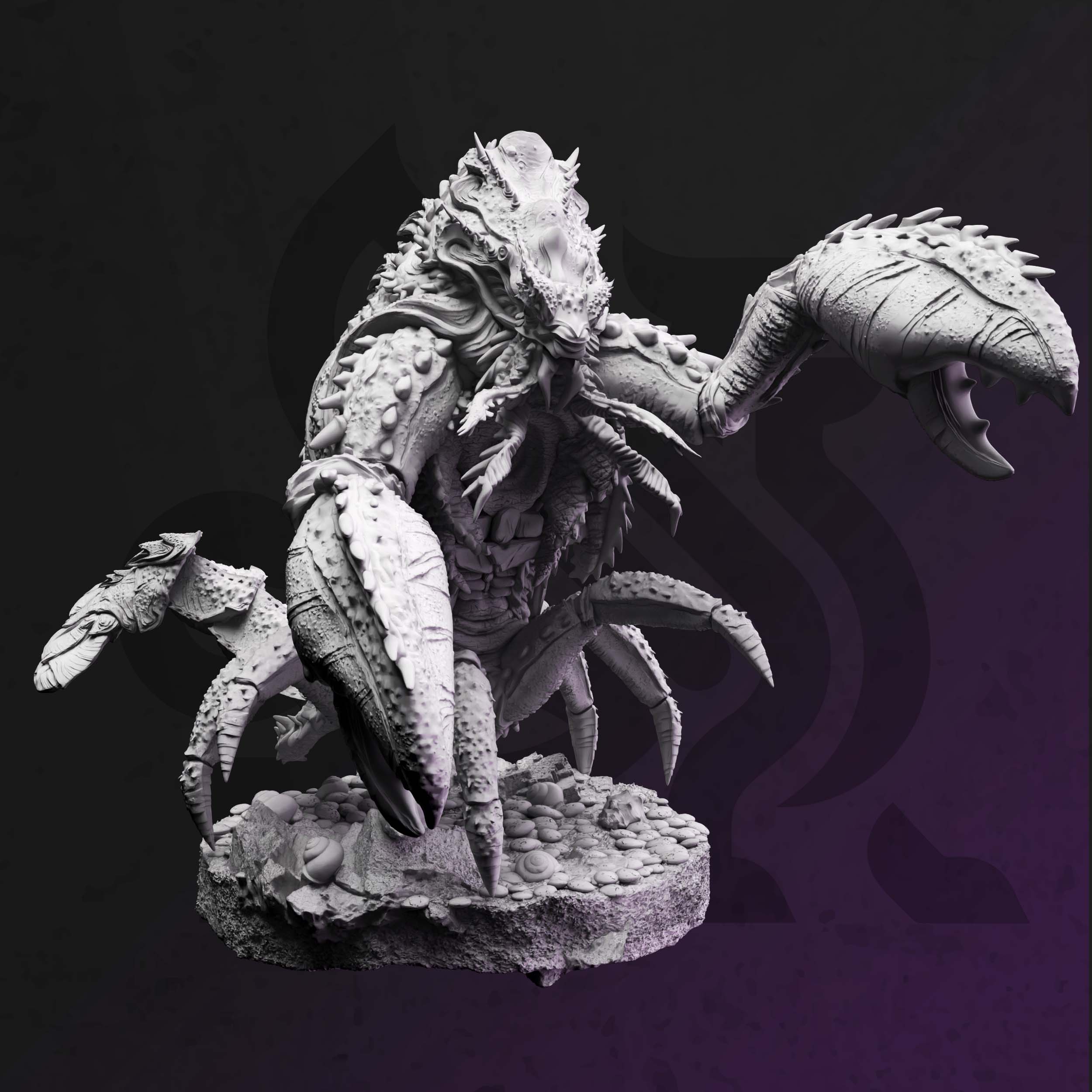 Unpainted resin miniature of Ardolinth, an aberration, on a round base