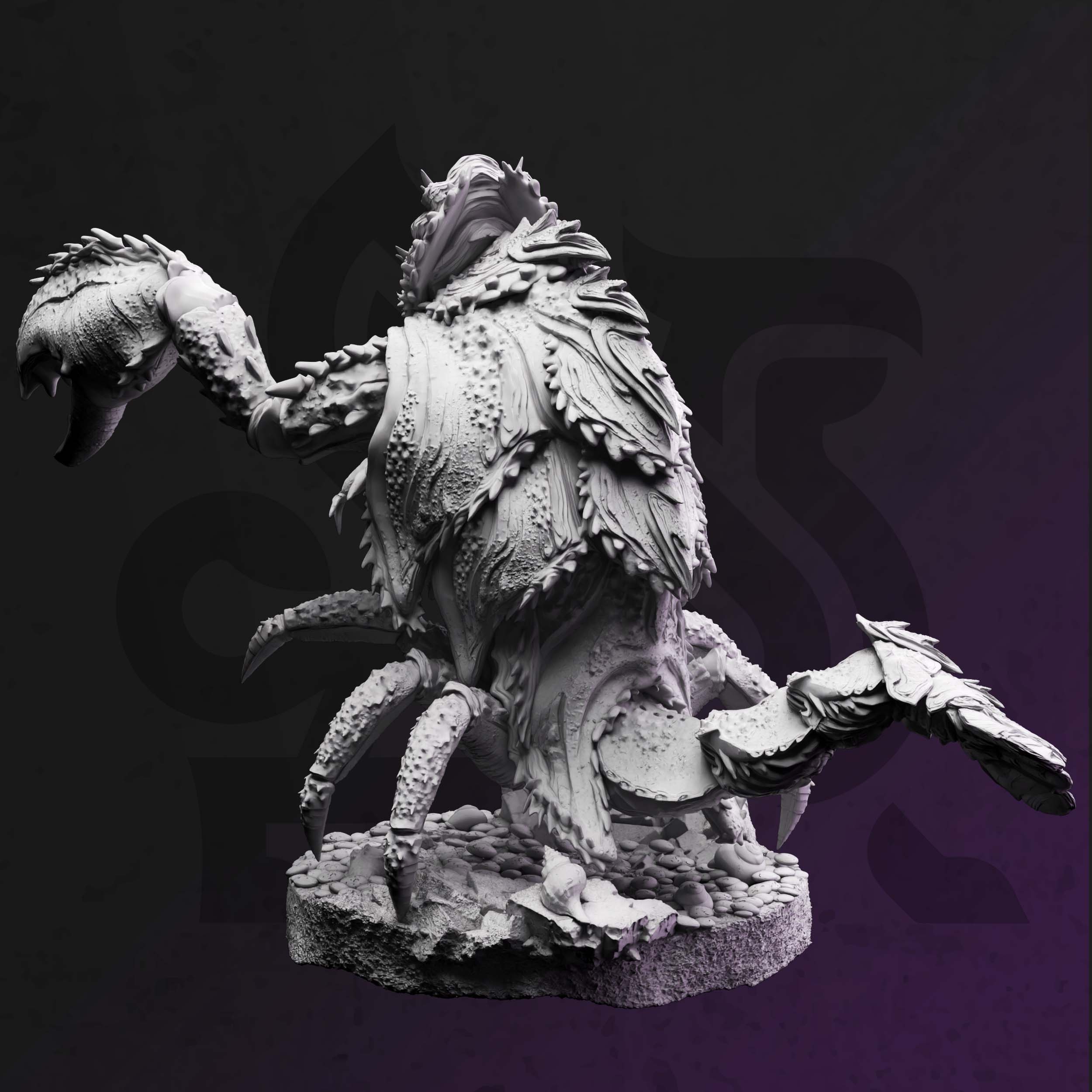 Unpainted resin miniature of Ardolinth, an aberration, on a round base — view 3 of 3