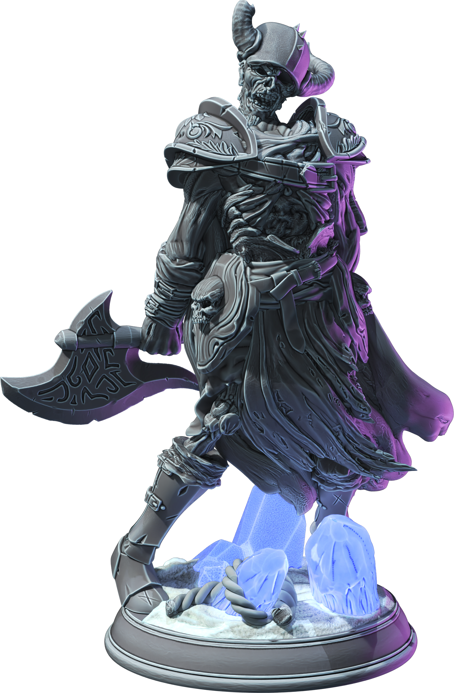 Unpainted resin miniature of Arisen Warriors, an undead, on a round base — view 4 of 4