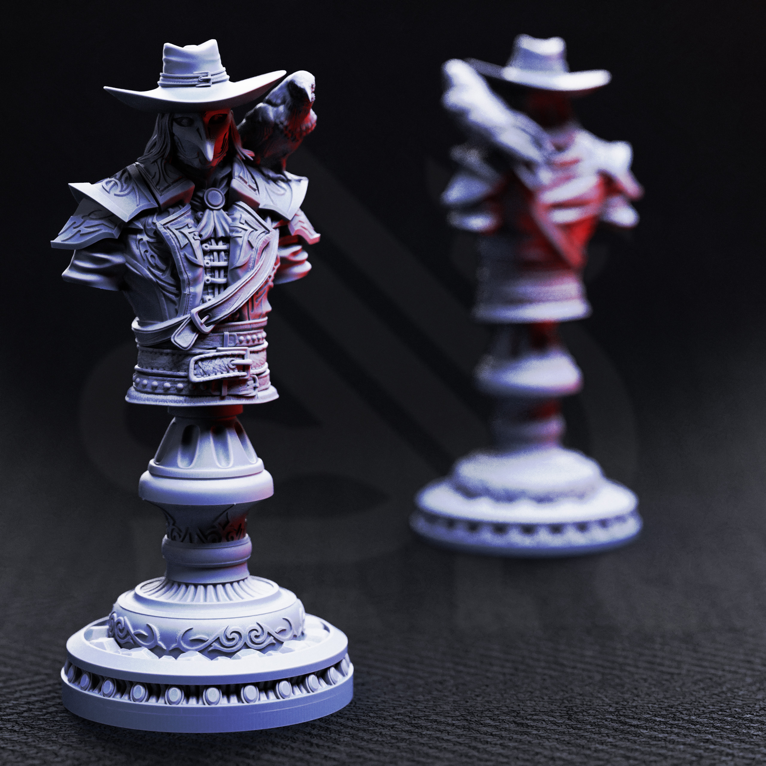 Unpainted resin miniature of Arkham Ravenswood, hunter of the defiled
