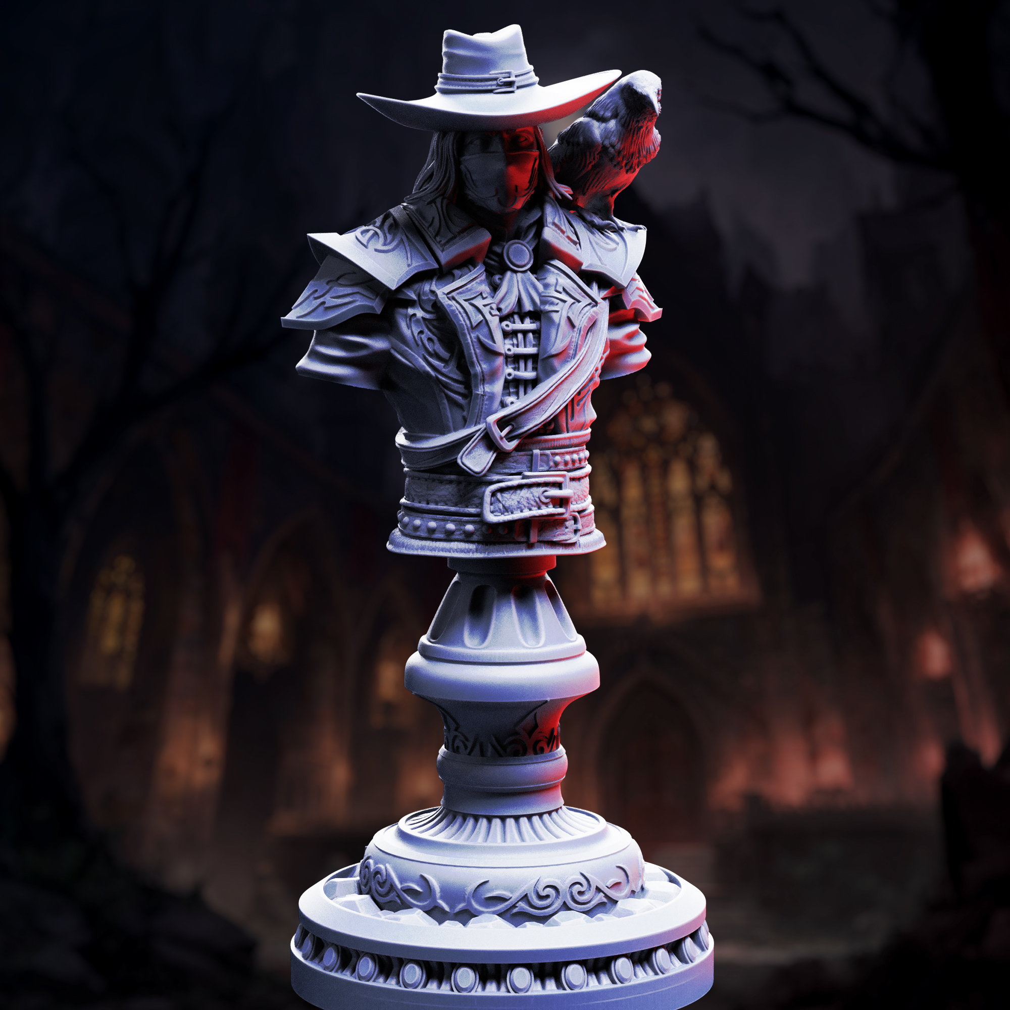 Unpainted resin miniature of Arkham Ravenswood, hunter of the defiled — view 3 of 6