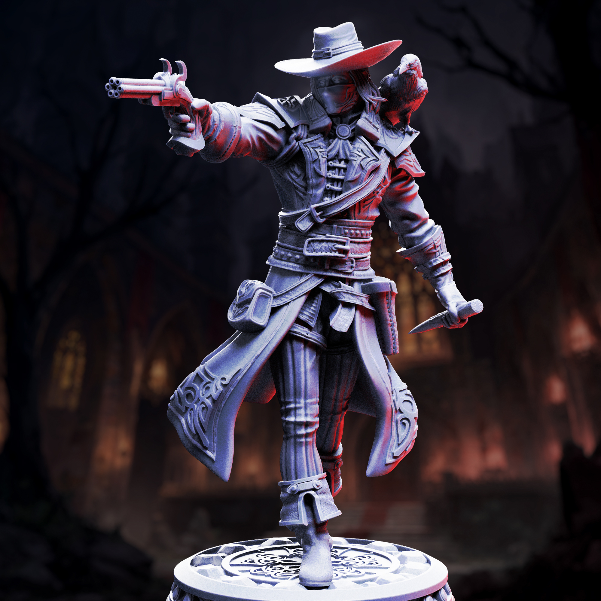Unpainted resin miniature of Arkham Ravenswood, hunter of the defiled — view 3 of 5