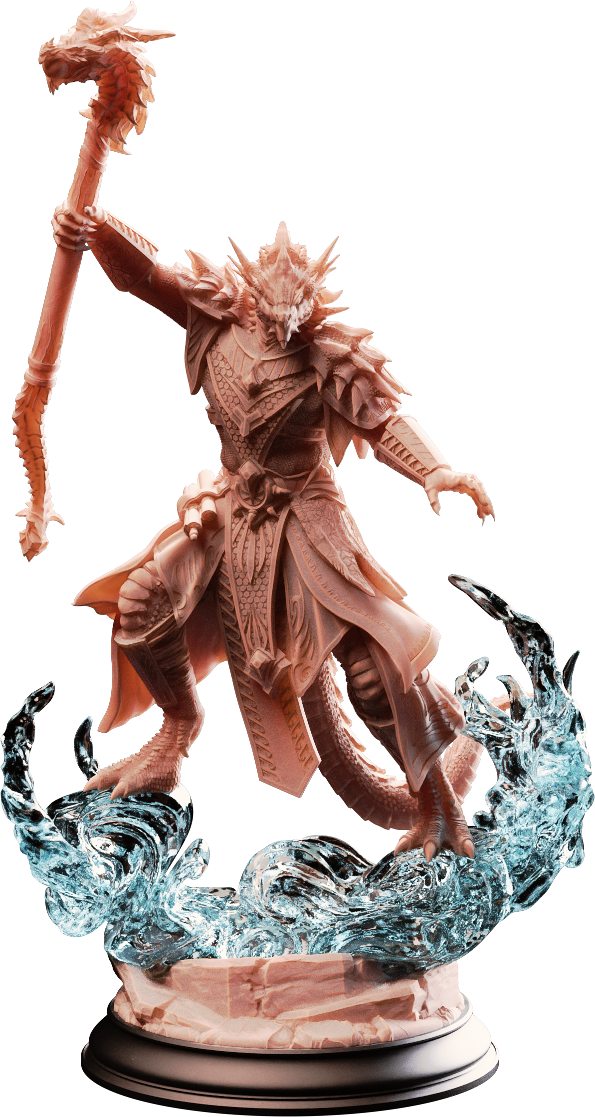 Unpainted resin miniature of Artizak Stormscale, chaos dragon sorcerer — view 4 of 4