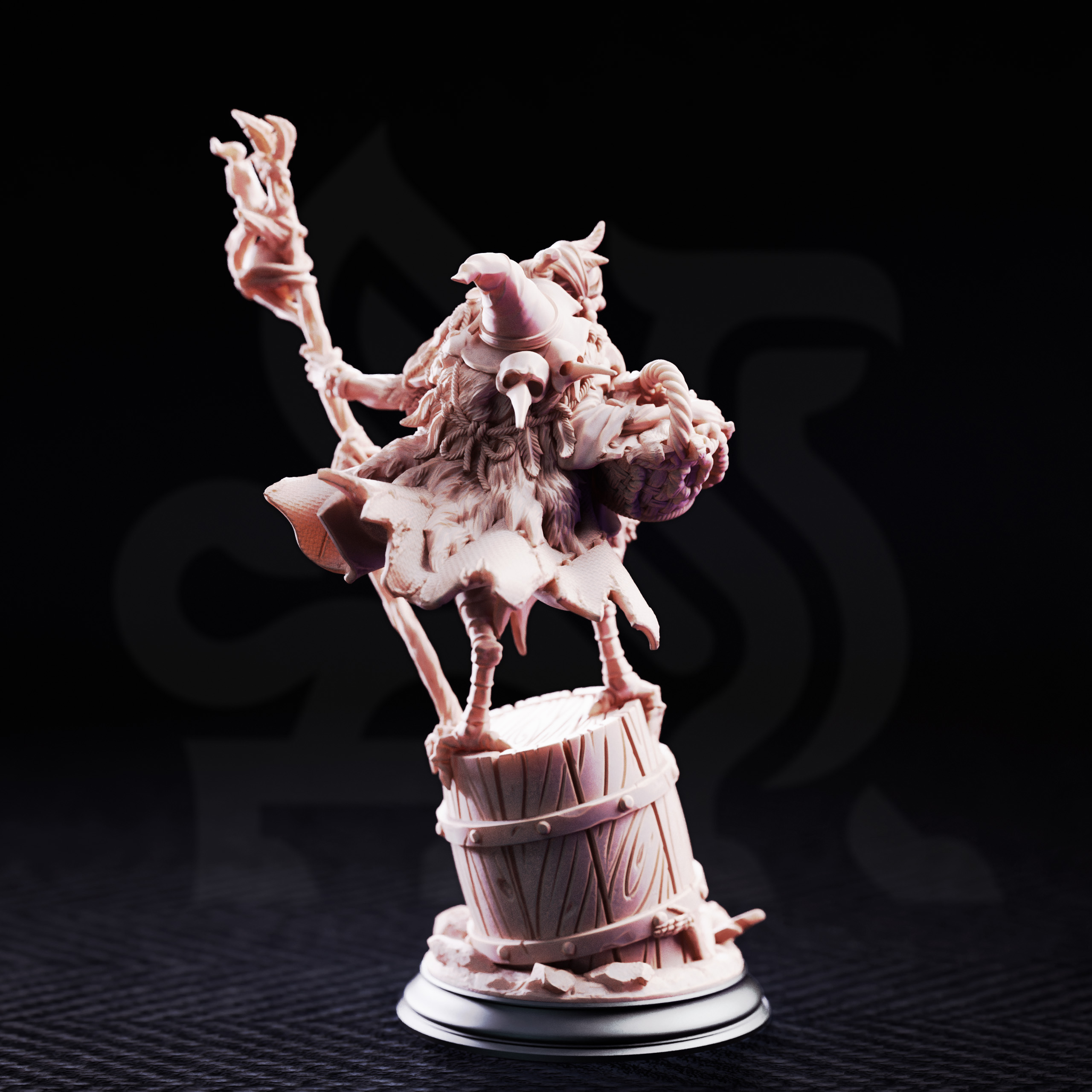 Unpainted resin miniature of Baba Yaga, ancient witch — view 3 of 4