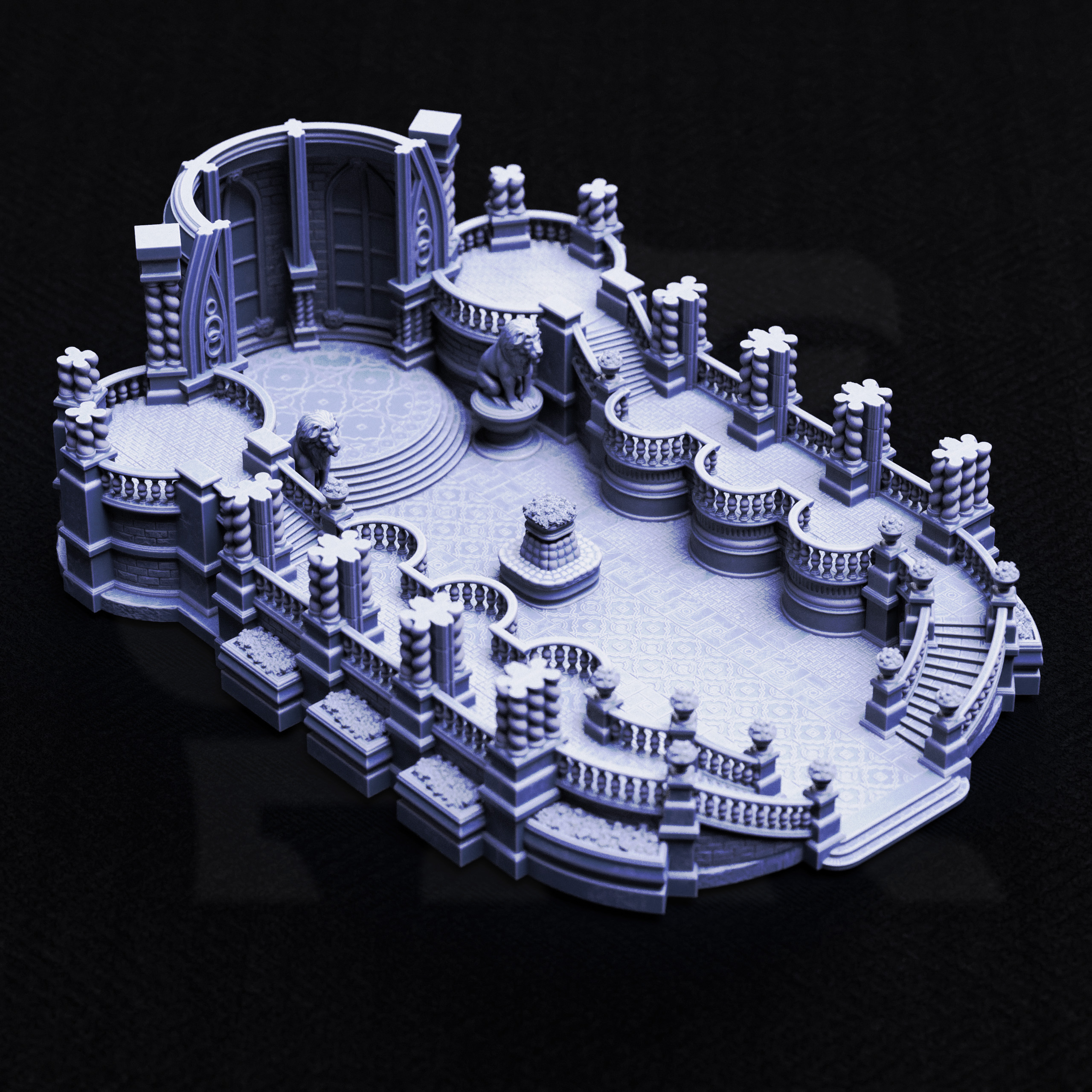 Unpainted resin miniature of Ballroom of Castle Beaufax