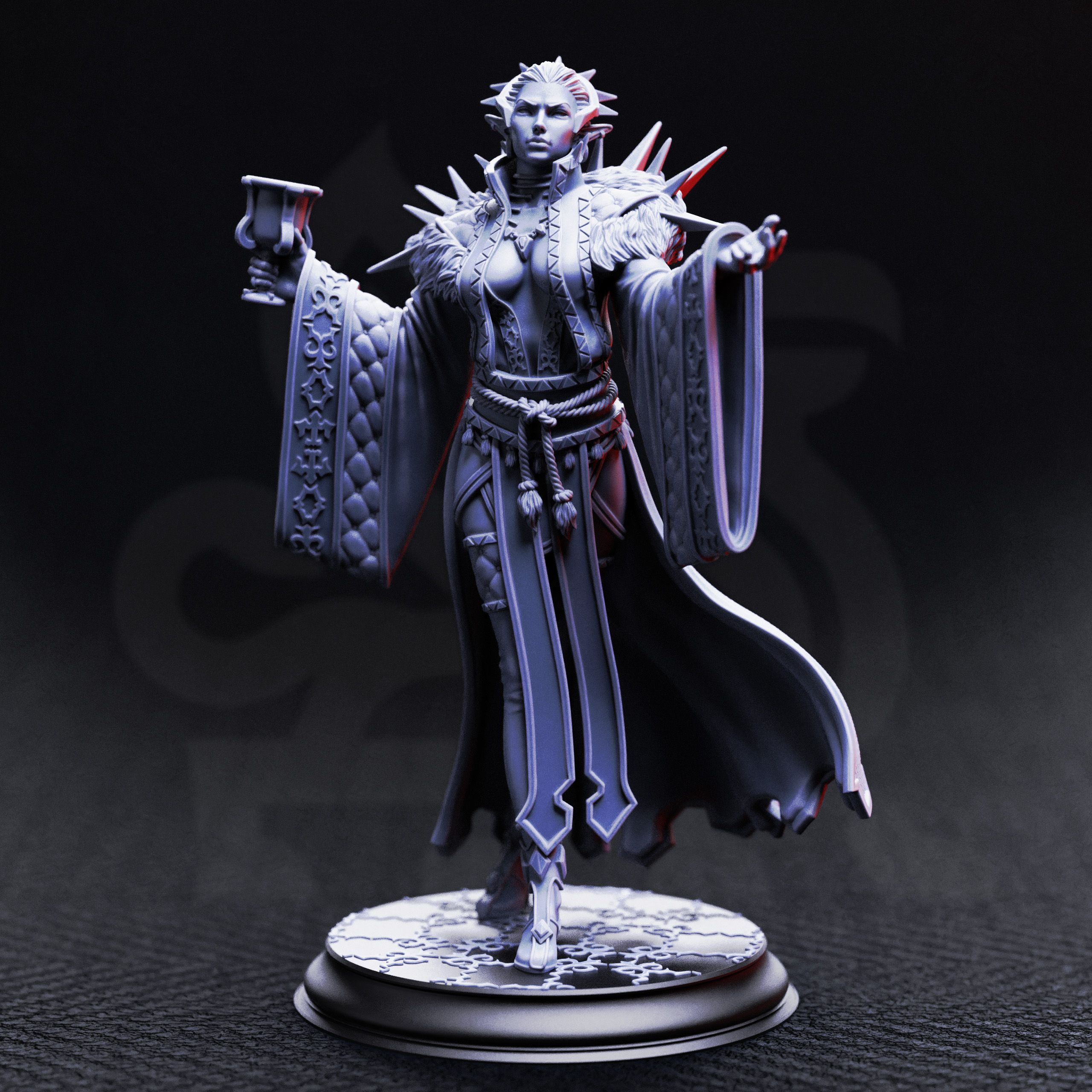 Unpainted resin miniature of Baroness Noctra de Blanc, vampire noblewoman — view 2 of 5