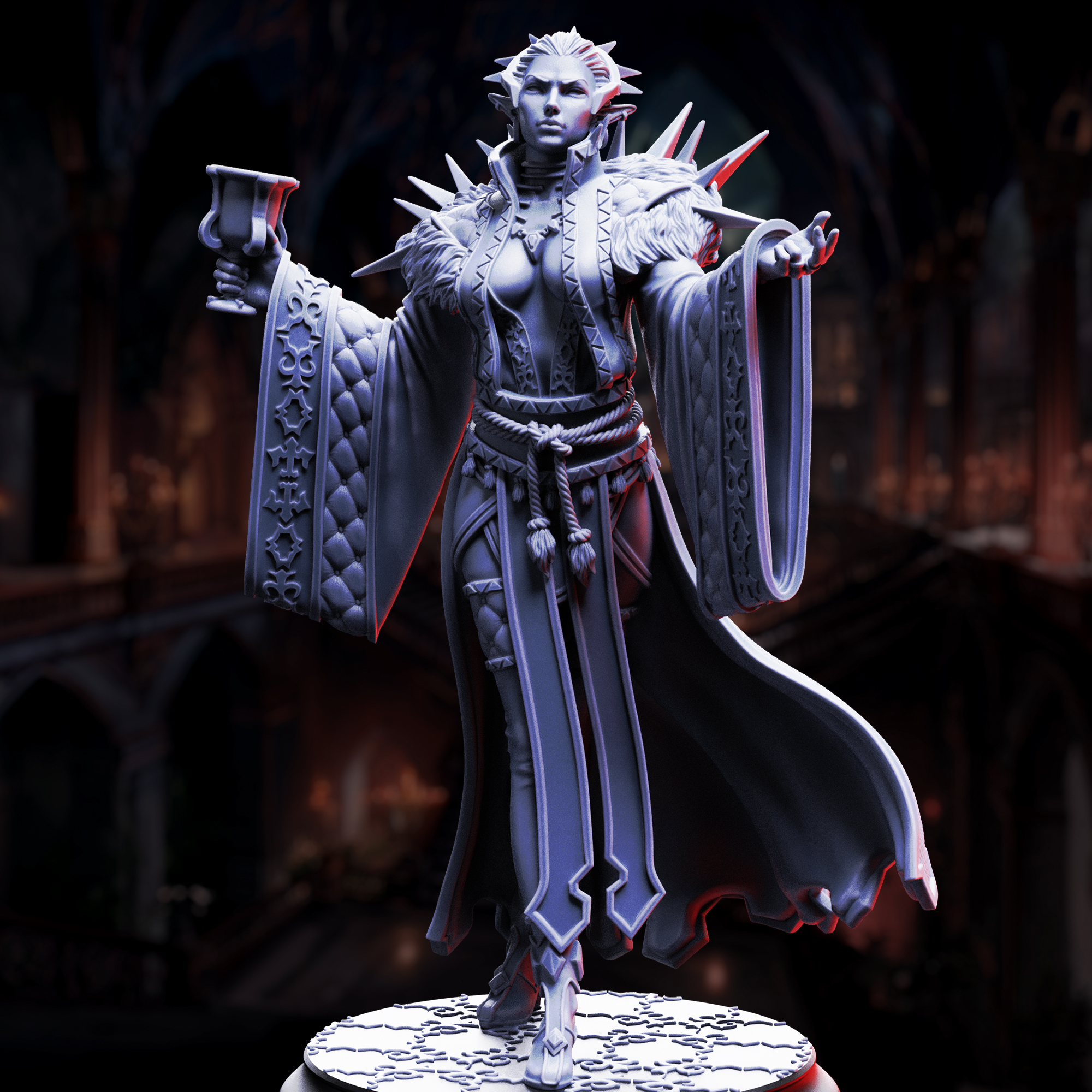 Unpainted resin miniature of Baroness Noctra de Blanc, vampire noblewoman — view 3 of 5