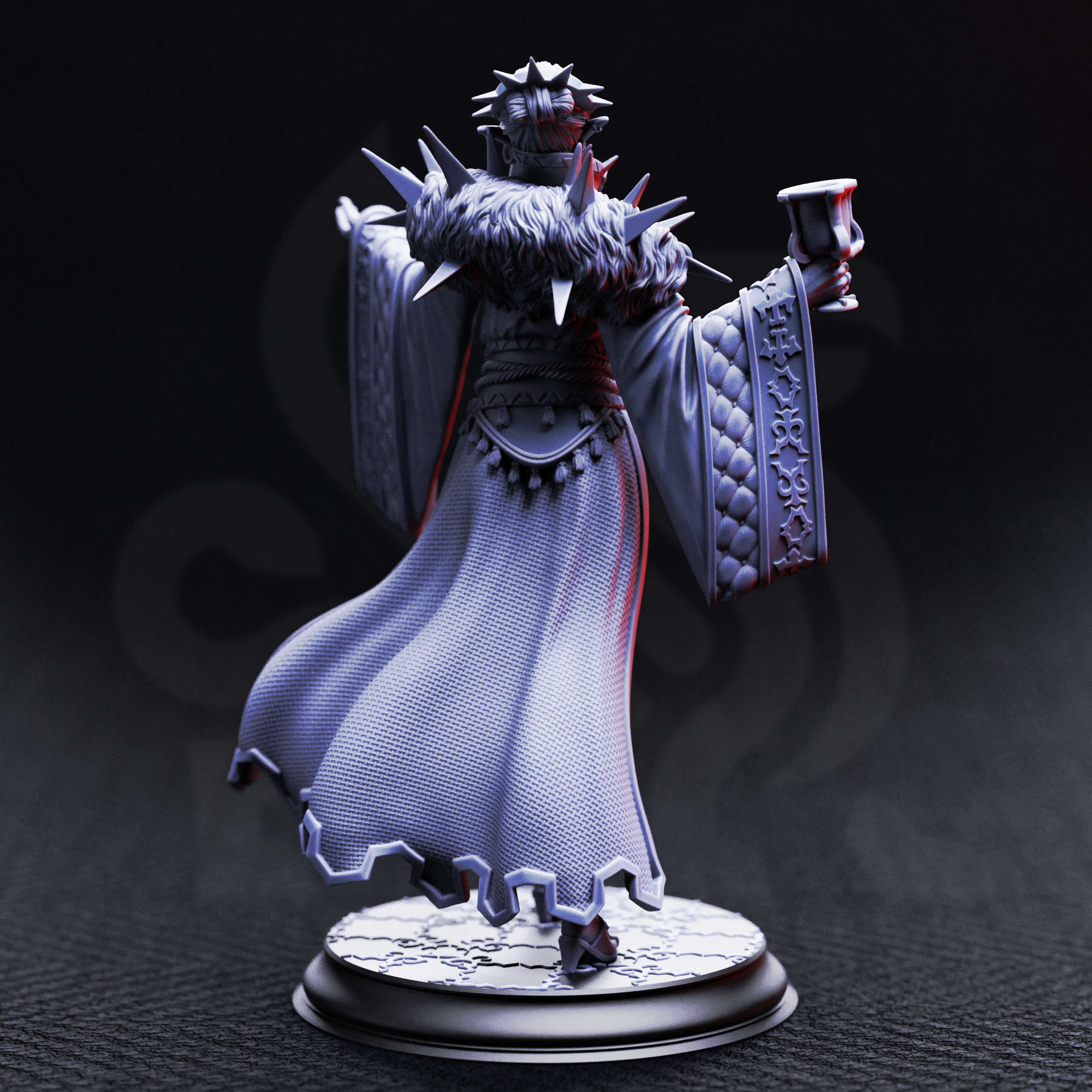 Unpainted resin miniature of Baroness Noctra de Blanc, vampire noblewoman — view 4 of 5