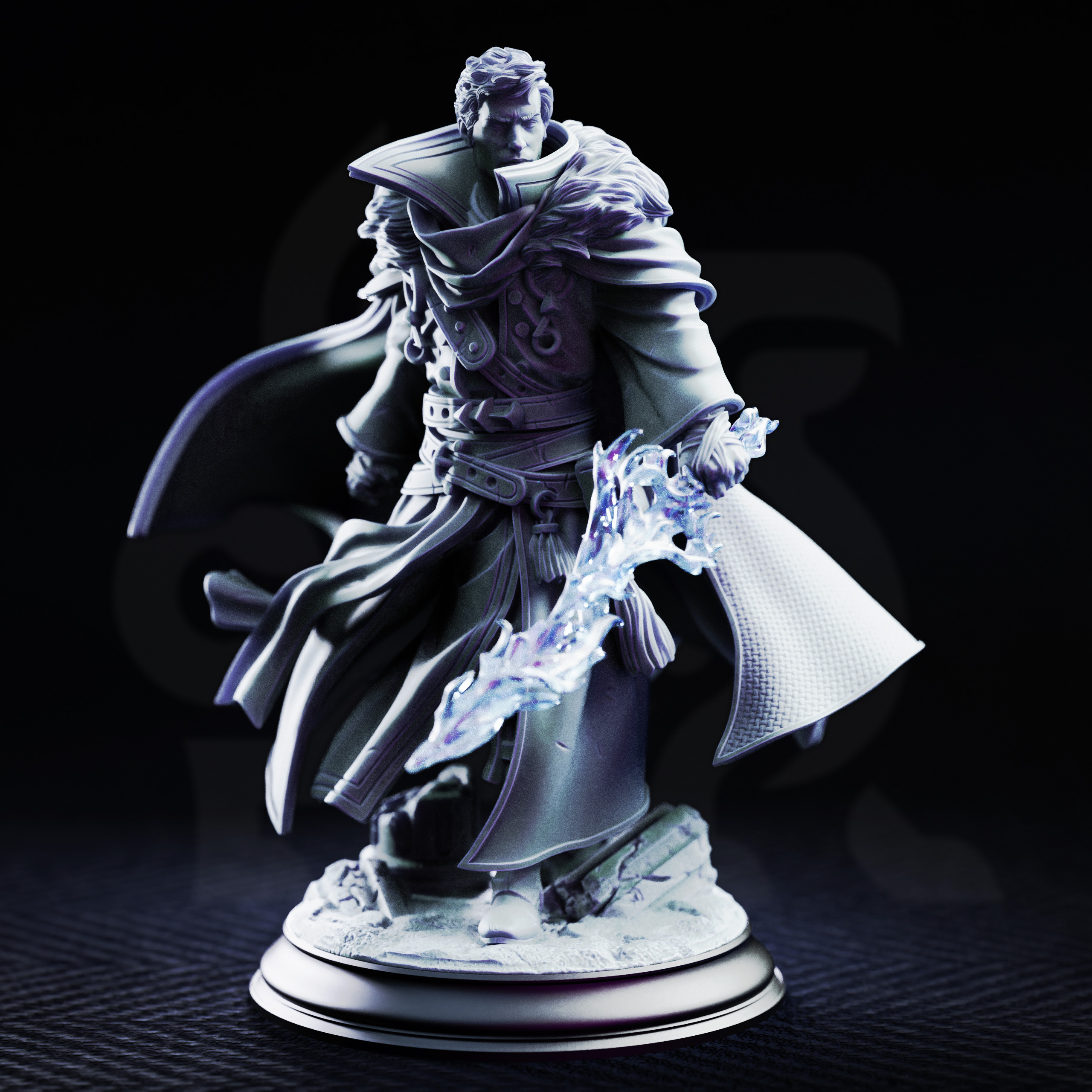 Unpainted resin miniature of Bartholomew, conjuration sorcerer