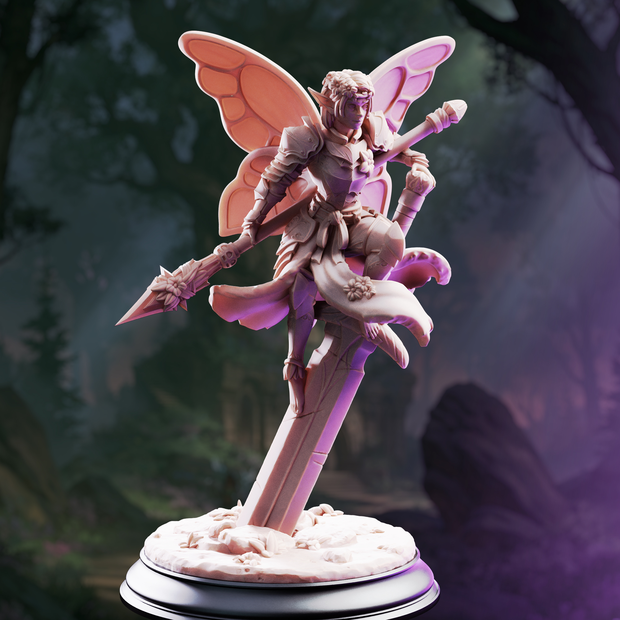 Unpainted resin miniature of Battle Bell, fairy knight — view 2 of 4