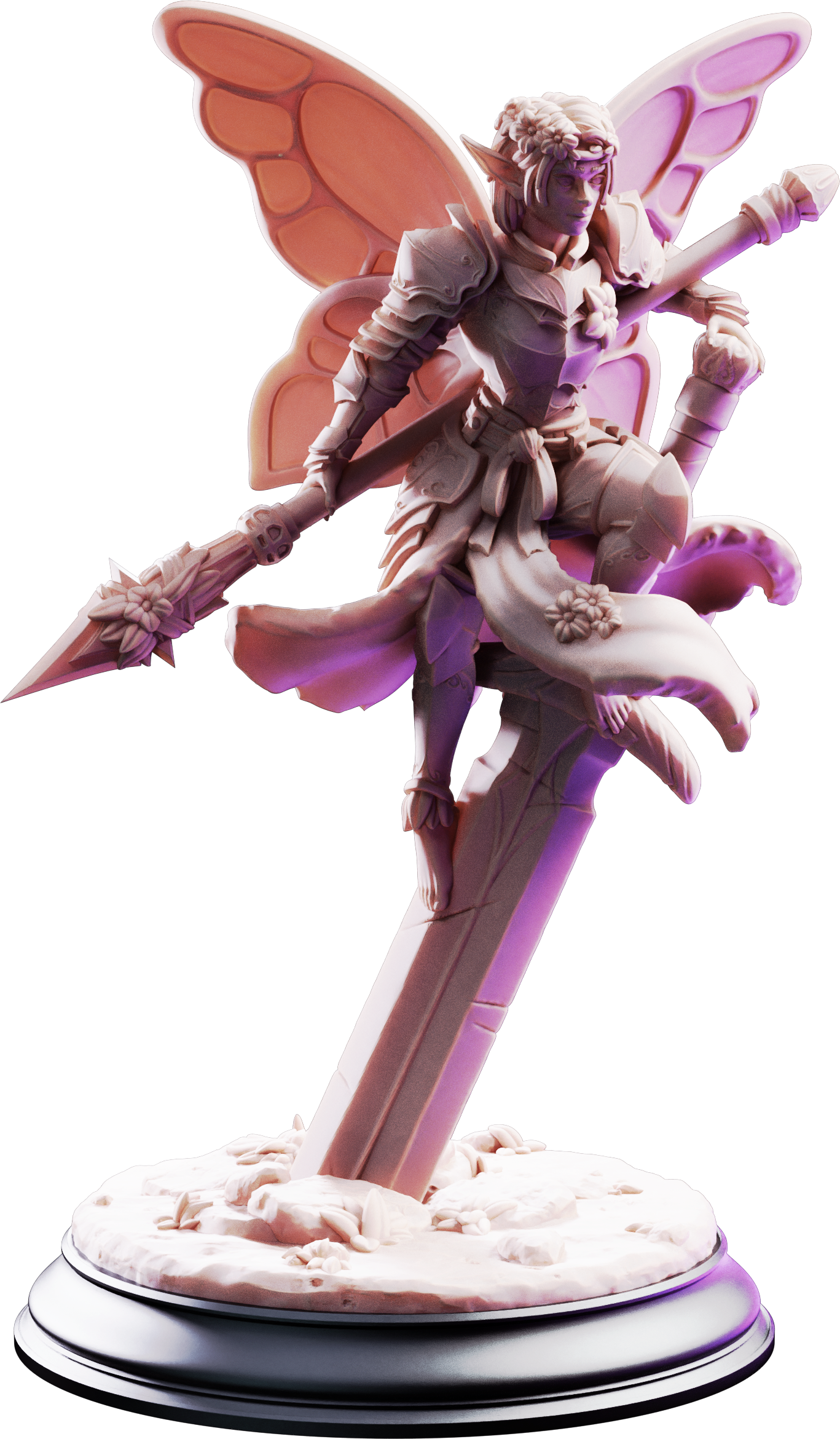 Unpainted resin miniature of Battle Bell, fairy knight — view 4 of 4