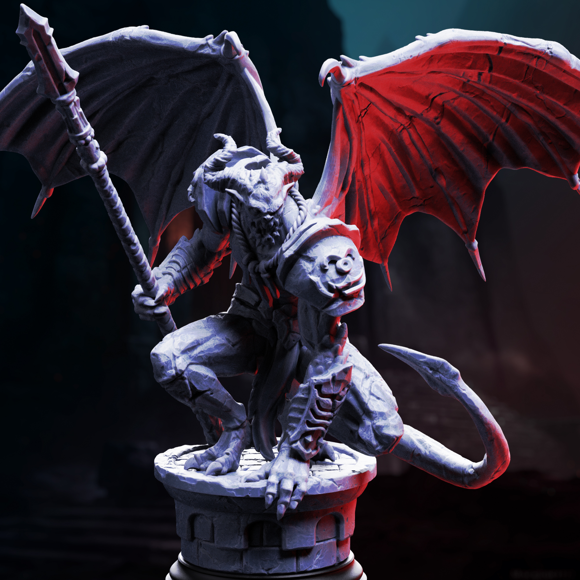 Unpainted resin miniature of Bell Tower Gargoyle — view 2 of 4