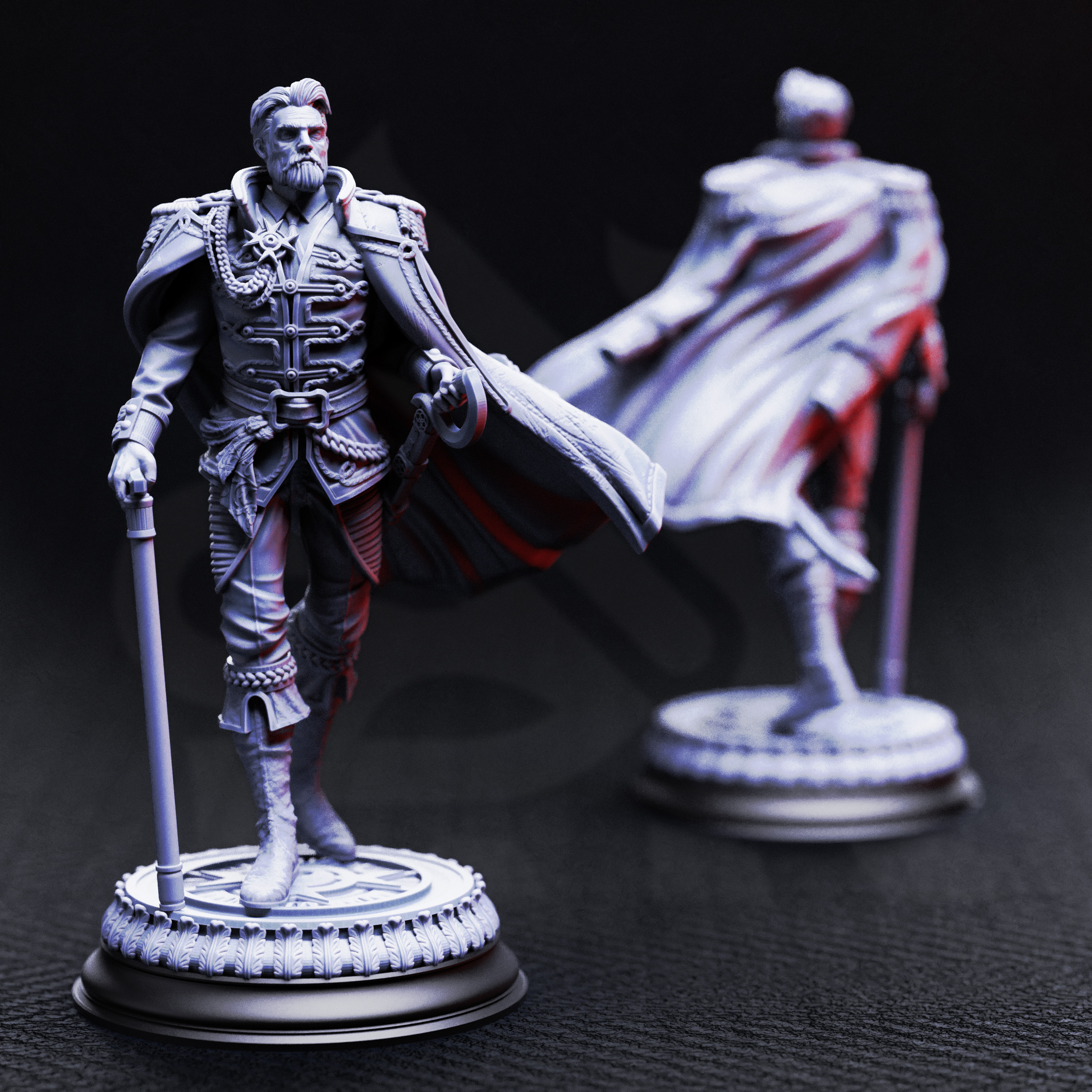 Unpainted resin miniature of Benoit Blood-Eyes, general of the damned — view 2 of 6