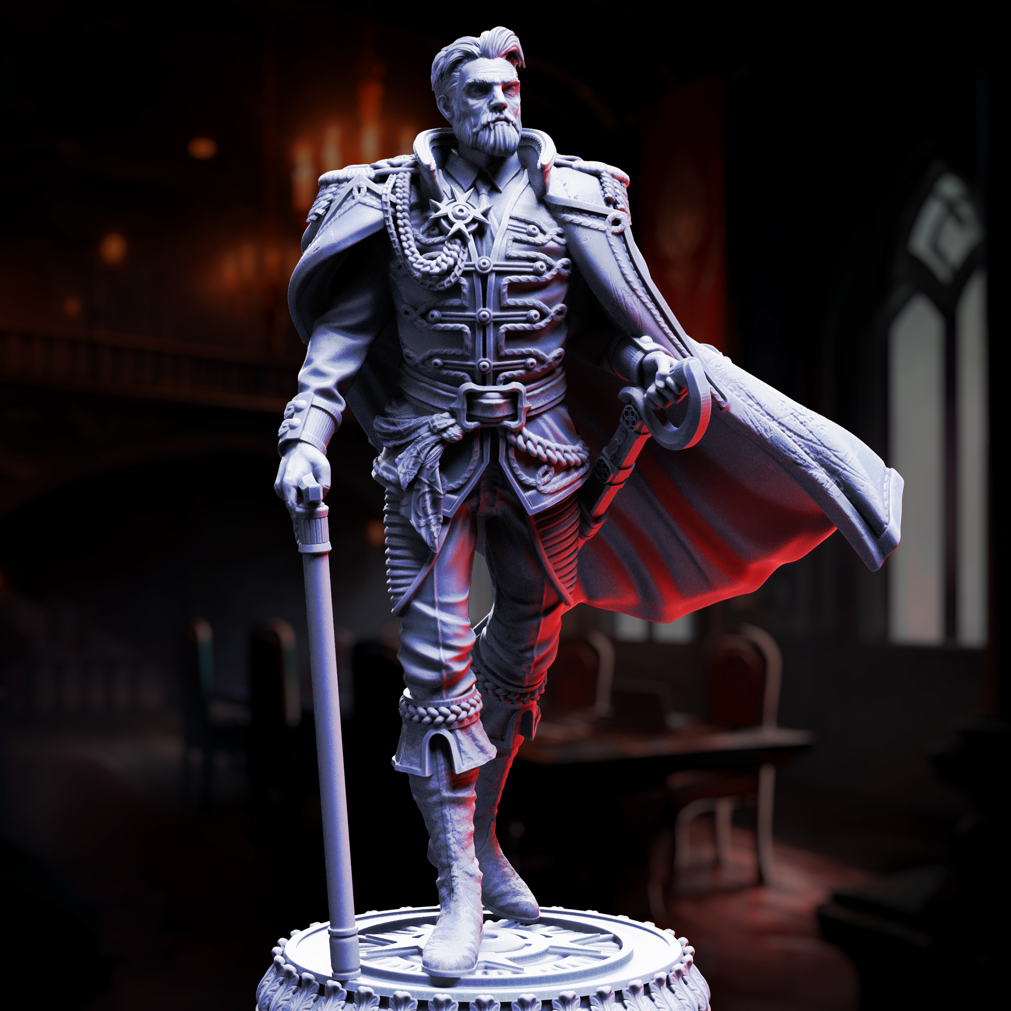Unpainted resin miniature of Benoit Blood-Eyes, general of the damned — view 3 of 6