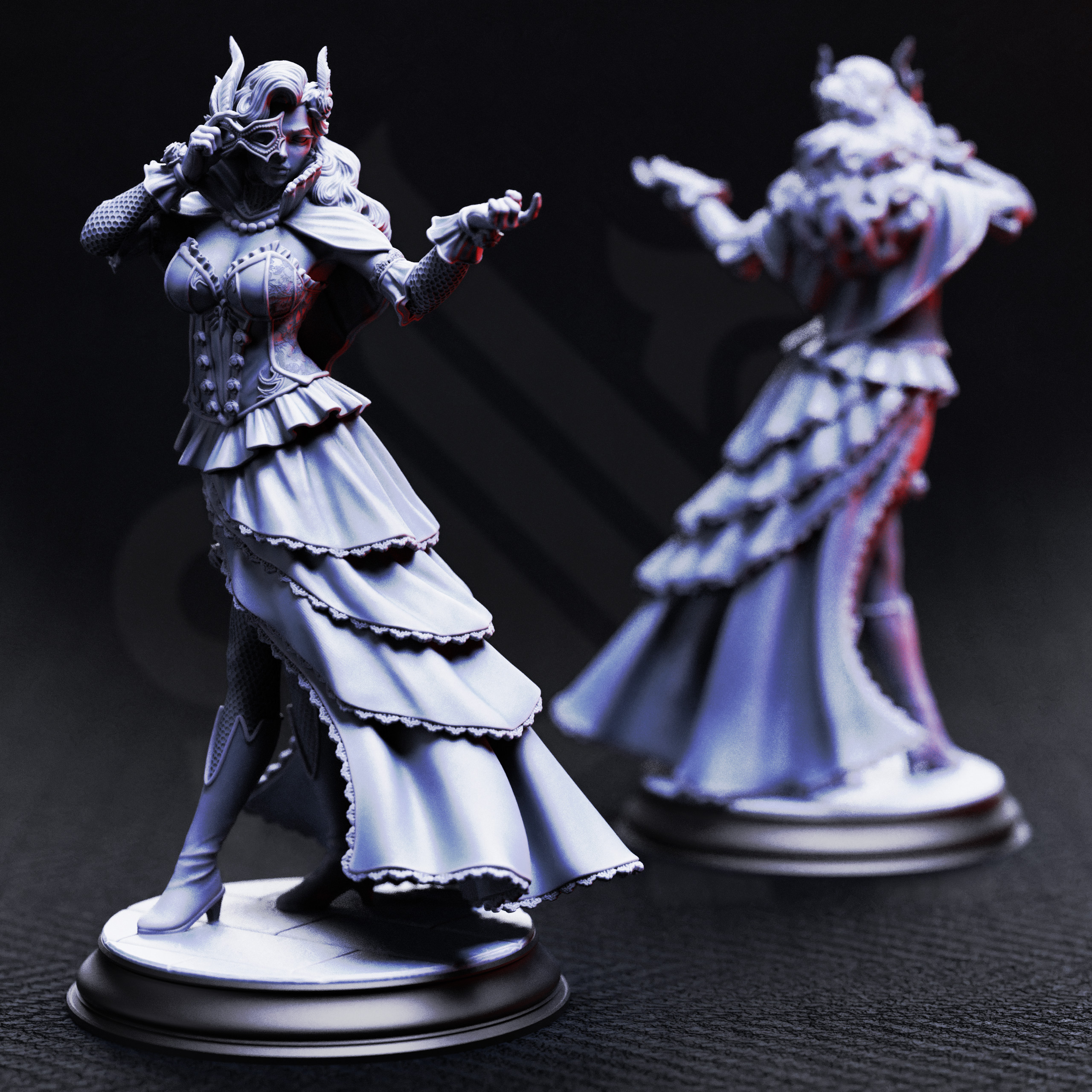 Unpainted resin miniature of Carmine Duvall, vampire courtesan