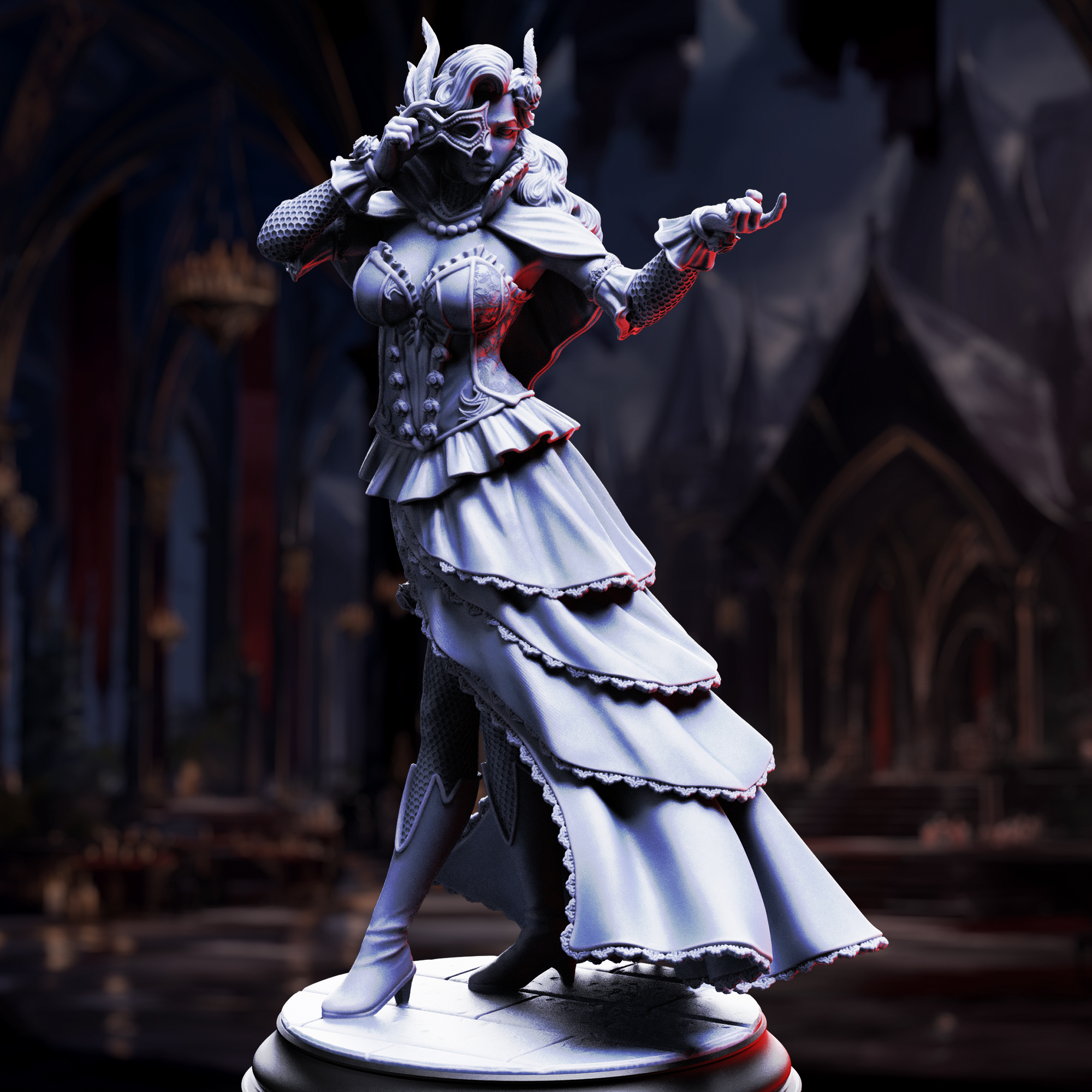 Unpainted resin miniature of Carmine Duvall, vampire courtesan — view 2 of 4