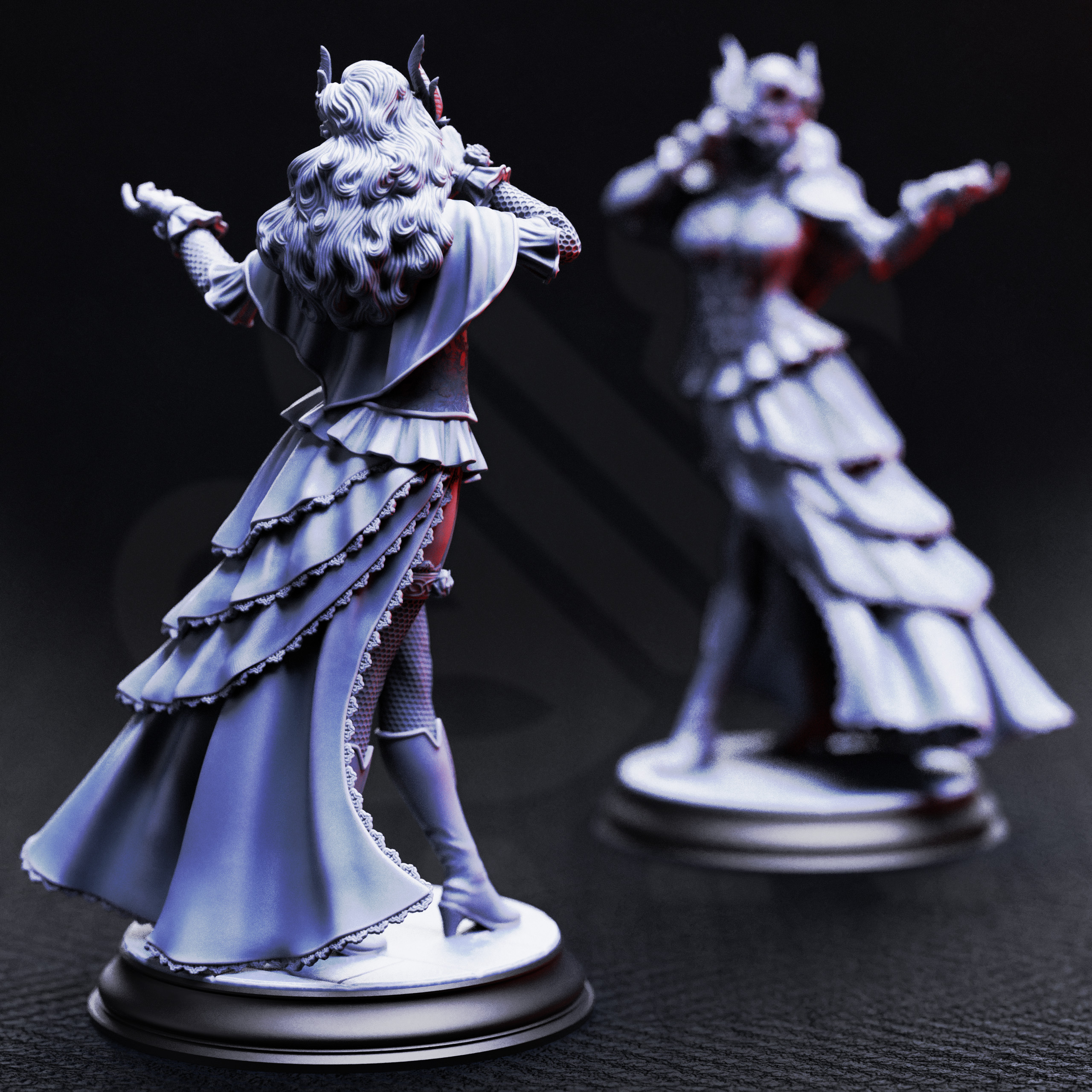 Unpainted resin miniature of Carmine Duvall, vampire courtesan — view 3 of 4