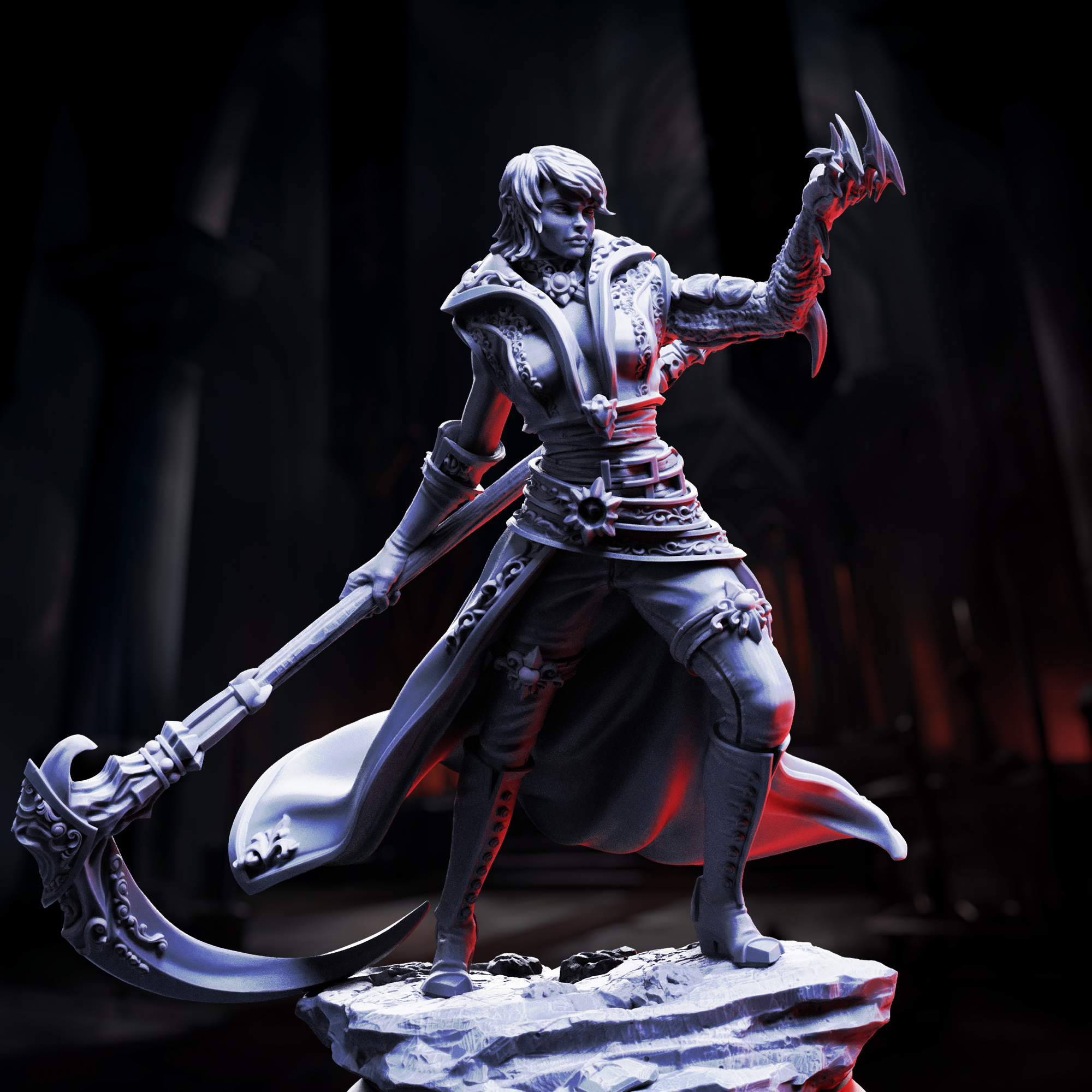 Unpainted resin miniature of Catarina Von Strassen, eldritch fiend hunter — view 3 of 6