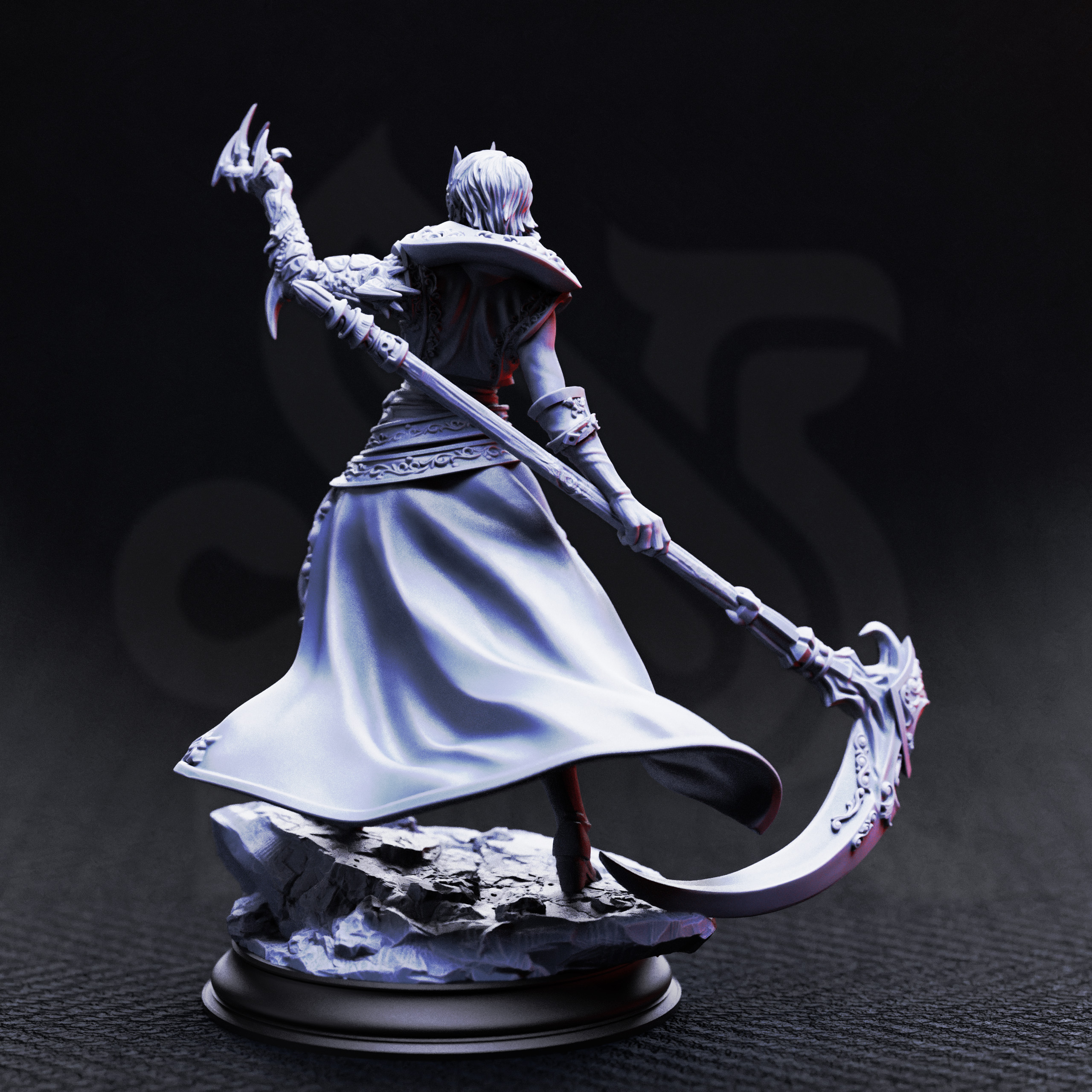 Unpainted resin miniature of Catarina Von Strassen, eldritch fiend hunter — view 4 of 6