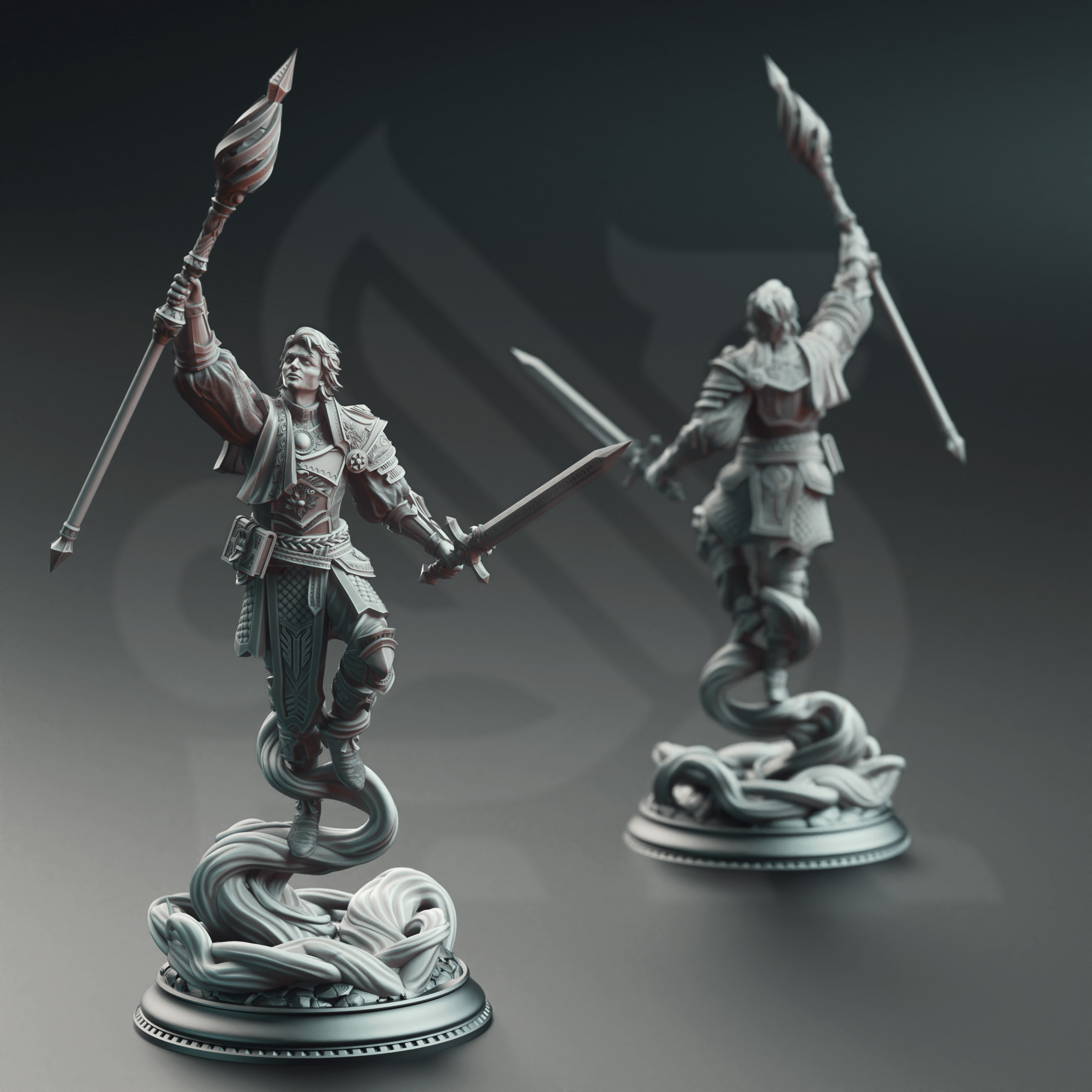 Unpainted resin miniature of Chandler Marks - Court Mage of Grimhelm — view 2 of 4