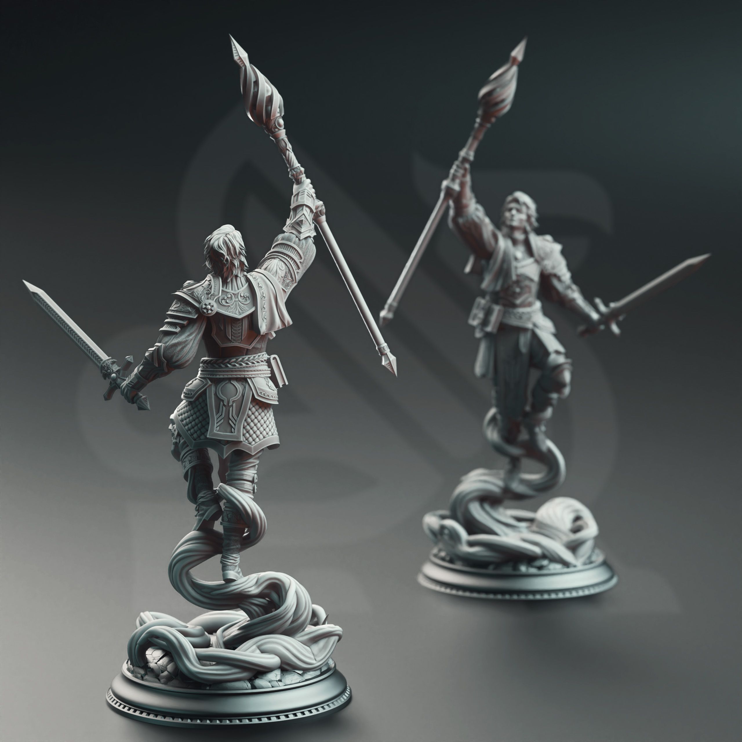 Unpainted resin miniature of Chandler Marks - Court Mage of Grimhelm — view 3 of 4