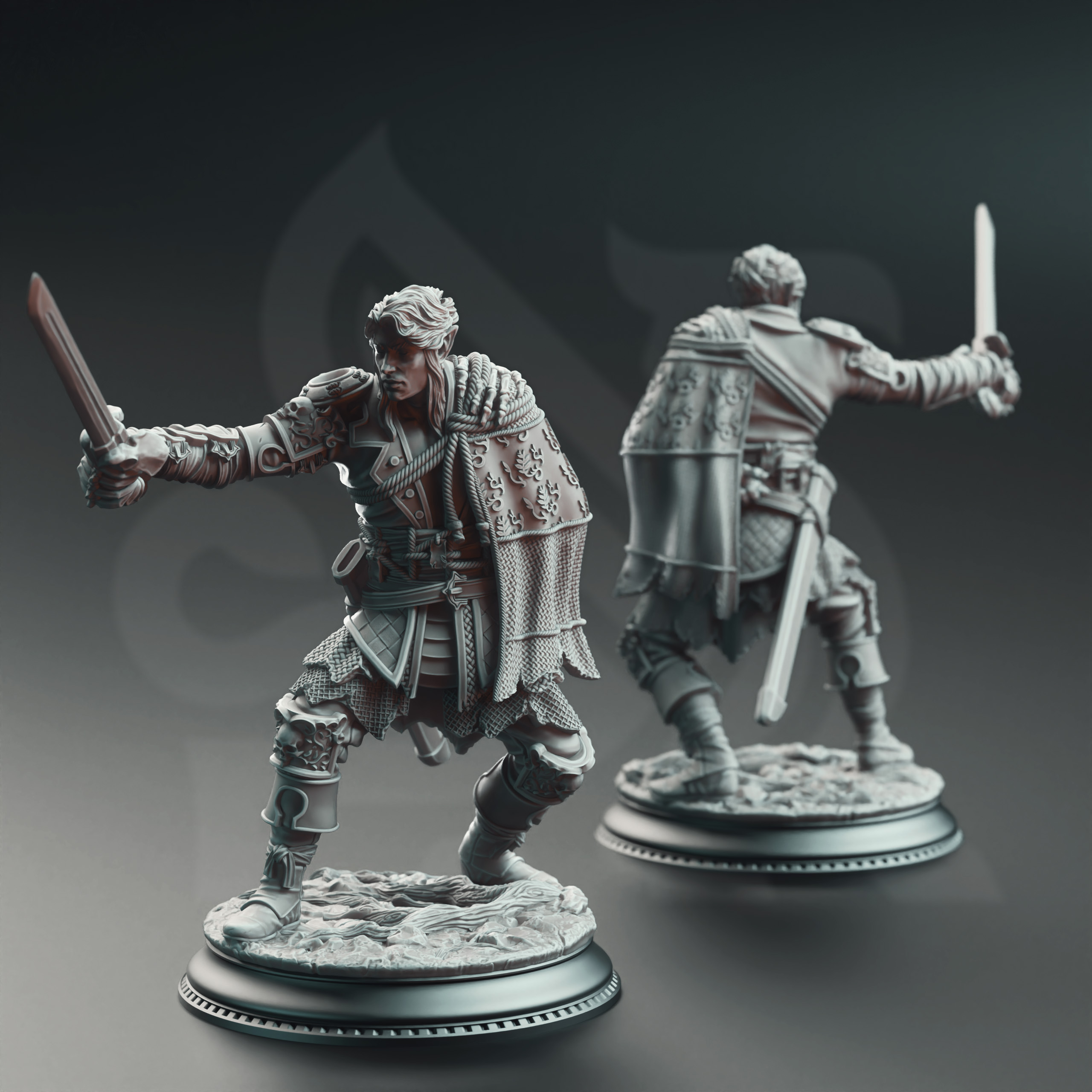 Unpainted resin miniature of Corin of Lamhet - Half Elf Duelist — view 2 of 4