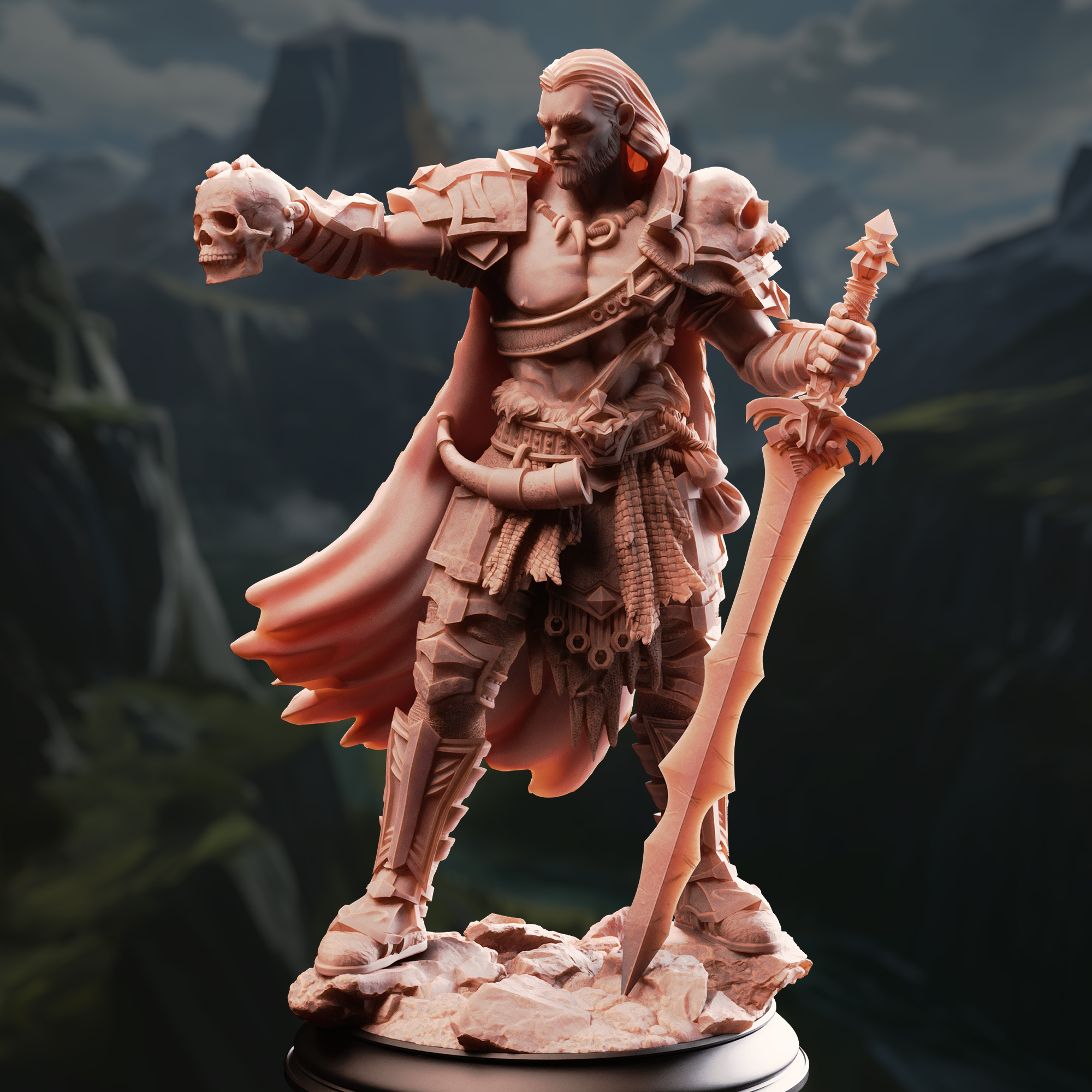 Unpainted resin miniature of Corsicus, swordsman of the north — view 2 of 4