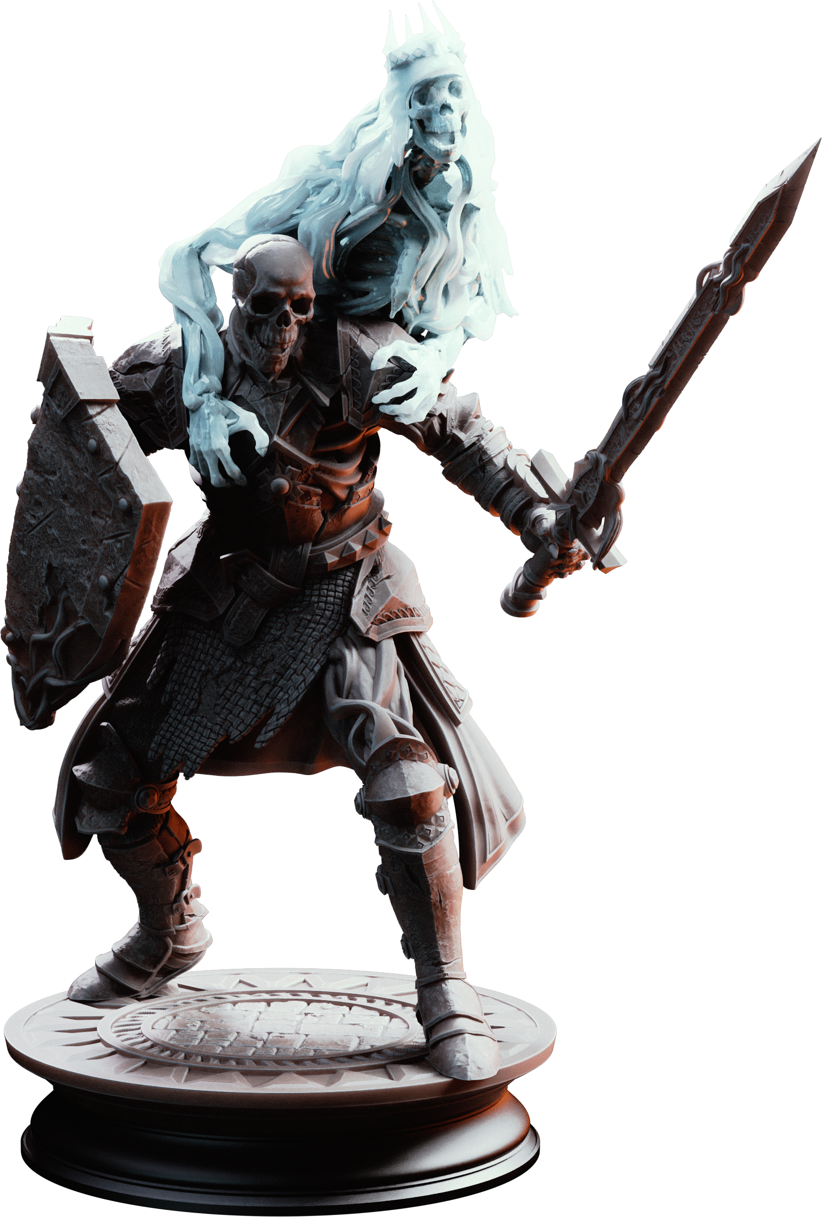 Unpainted resin miniature of Death’s Grasp, an undead, on a round base — view 4 of 4