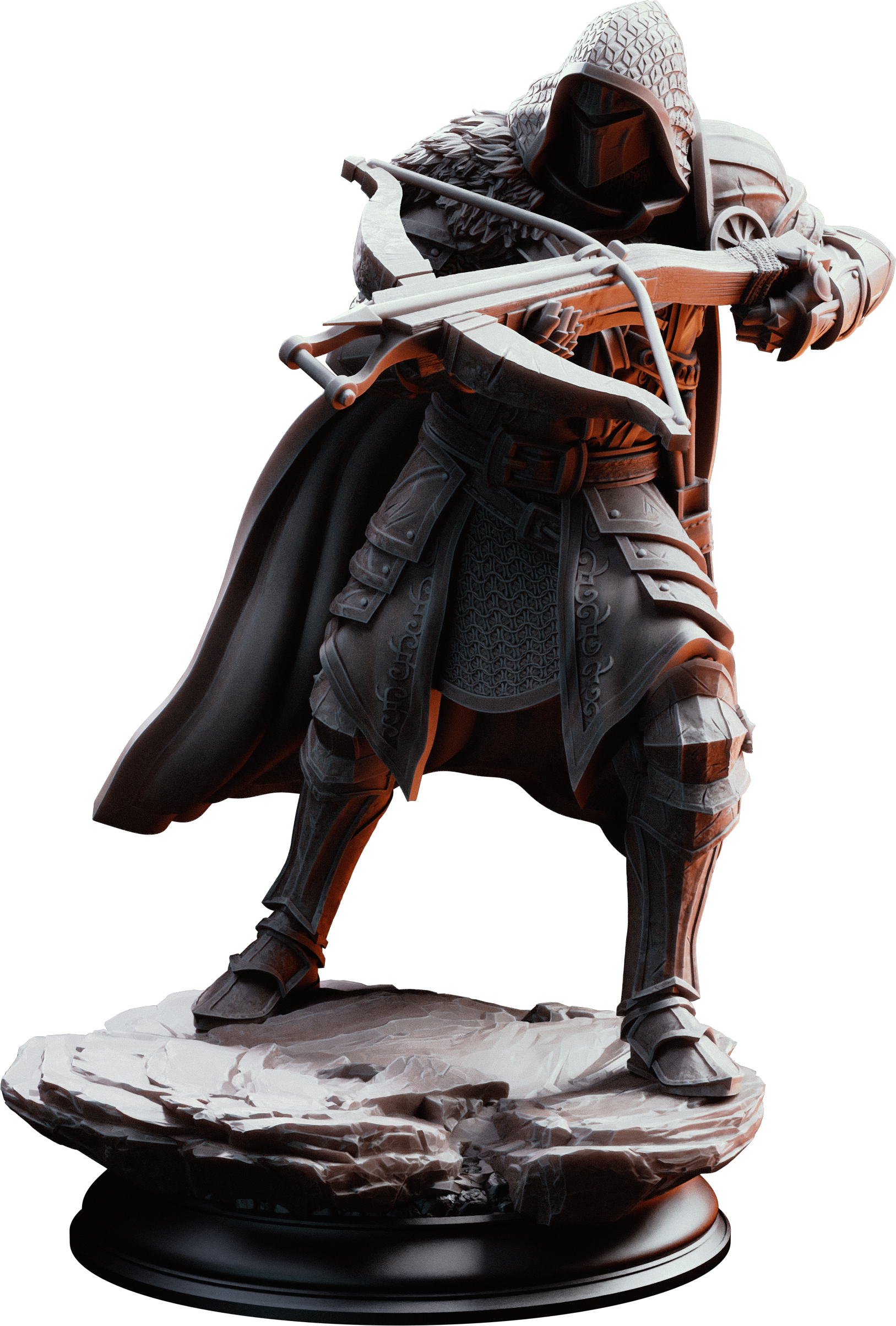 Unpainted resin miniature of Erik of the Scarlett Road, a human fighter/ranger, on a round base — view 4 of 4