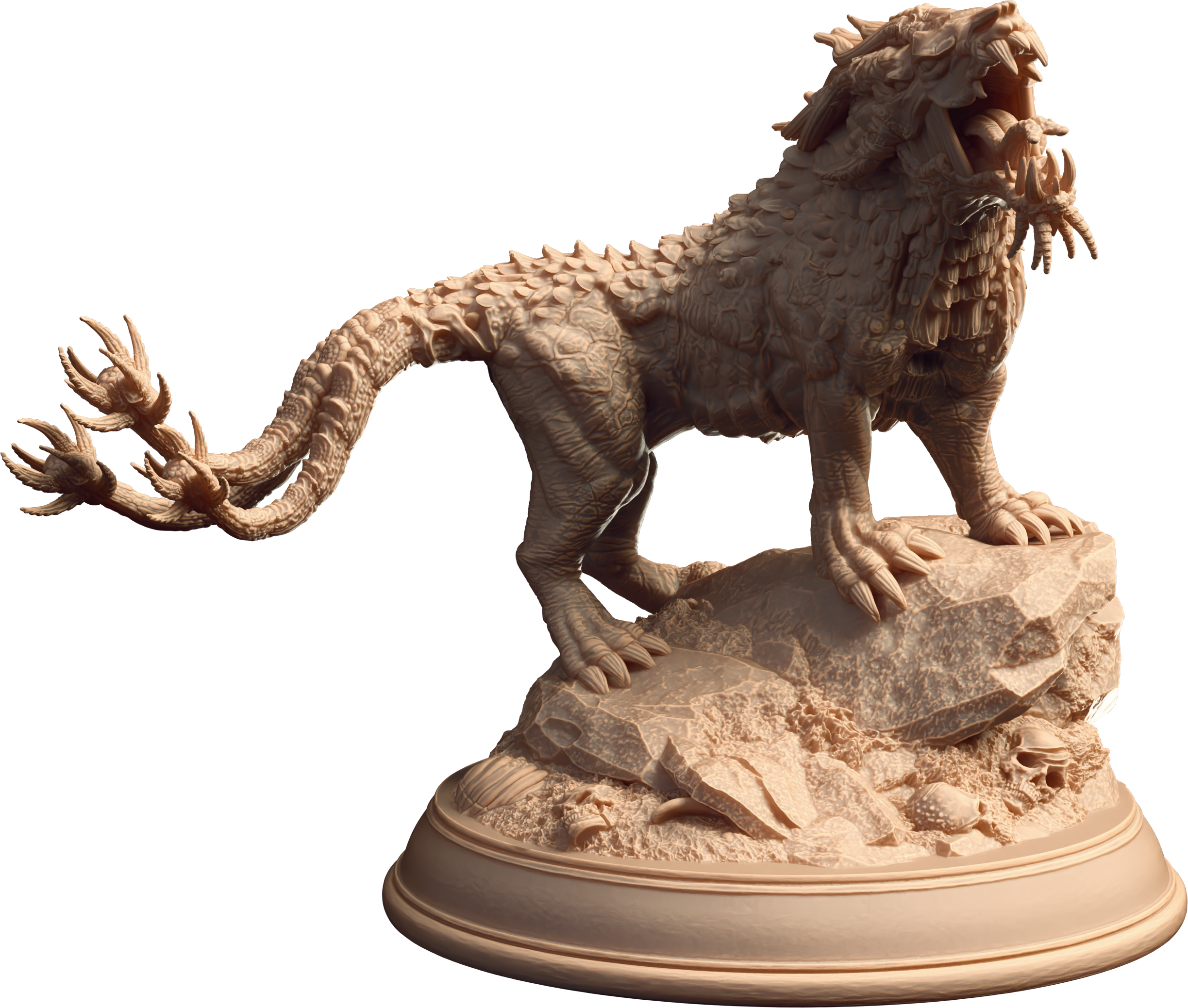 Unpainted resin miniature of Estranith, a monstrosity, on a round base — view 2 of 2