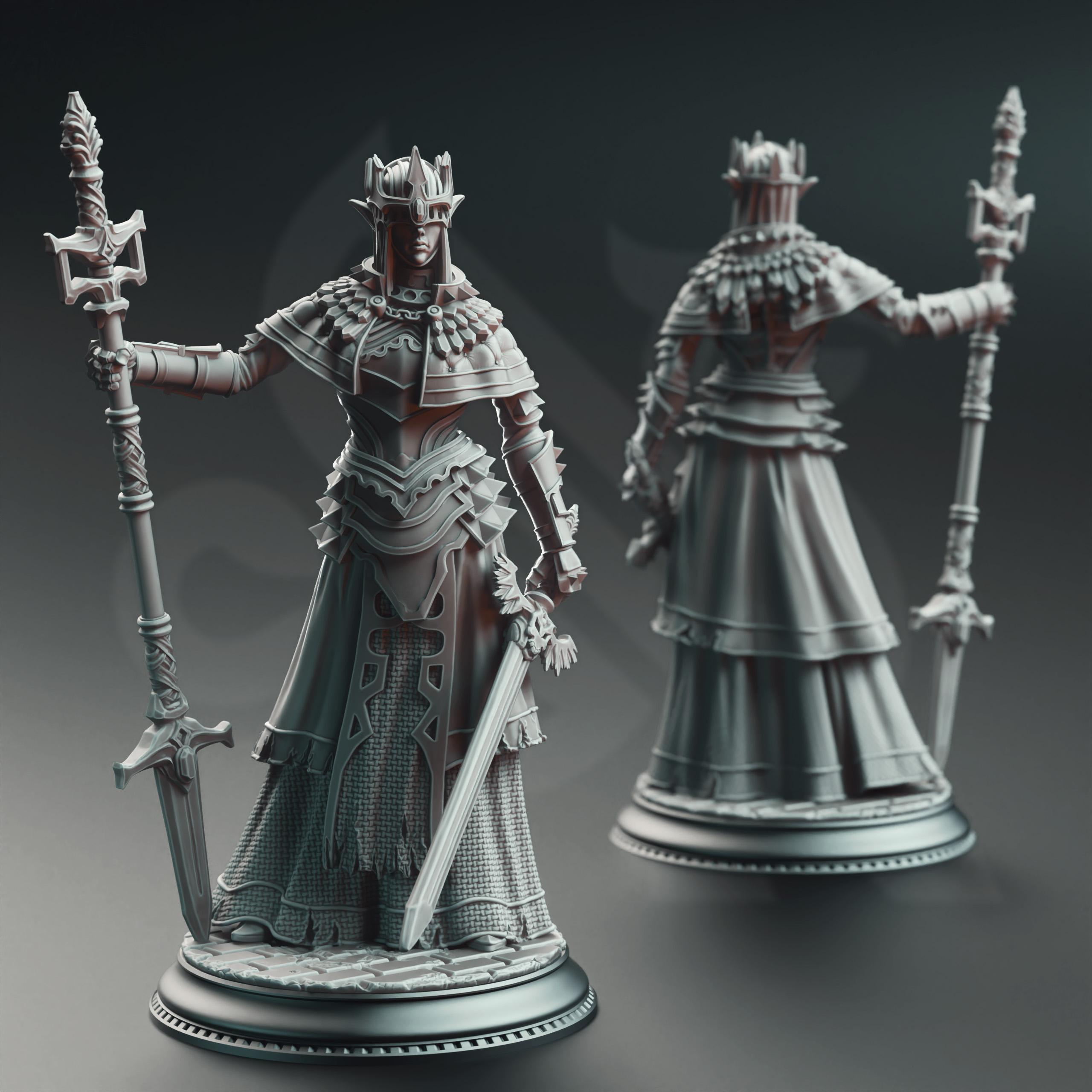 Unpainted resin miniature of Evana the Proselytizer - Devout of the Tharameni — view 2 of 4