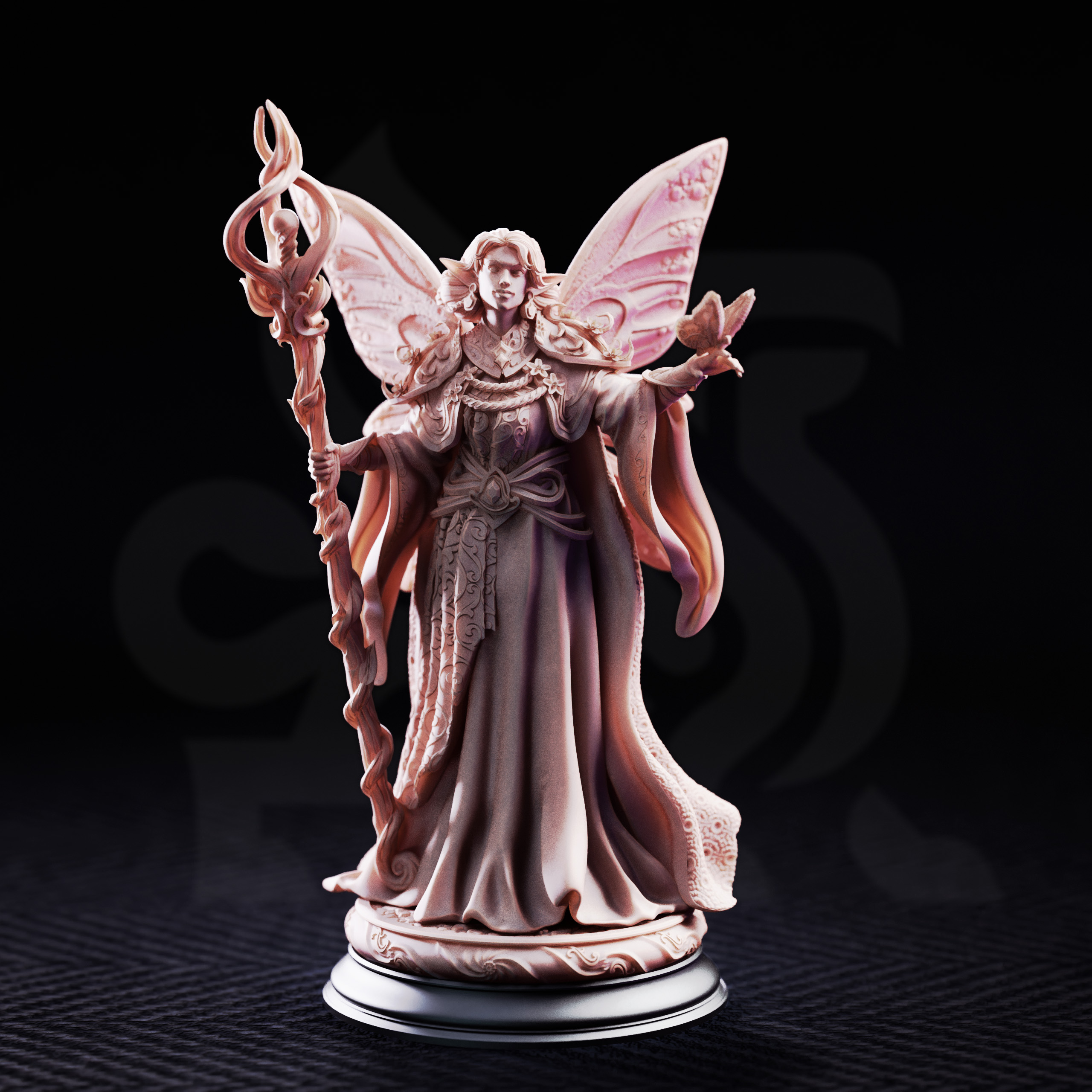 Unpainted resin miniature of Feena, fairy godmother