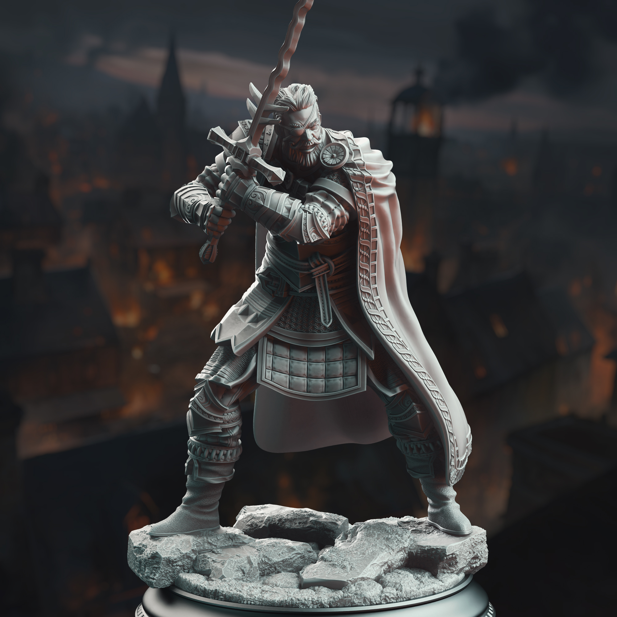 Unpainted resin miniature of Field Marshal Kurt Williams - Commander of Baldur