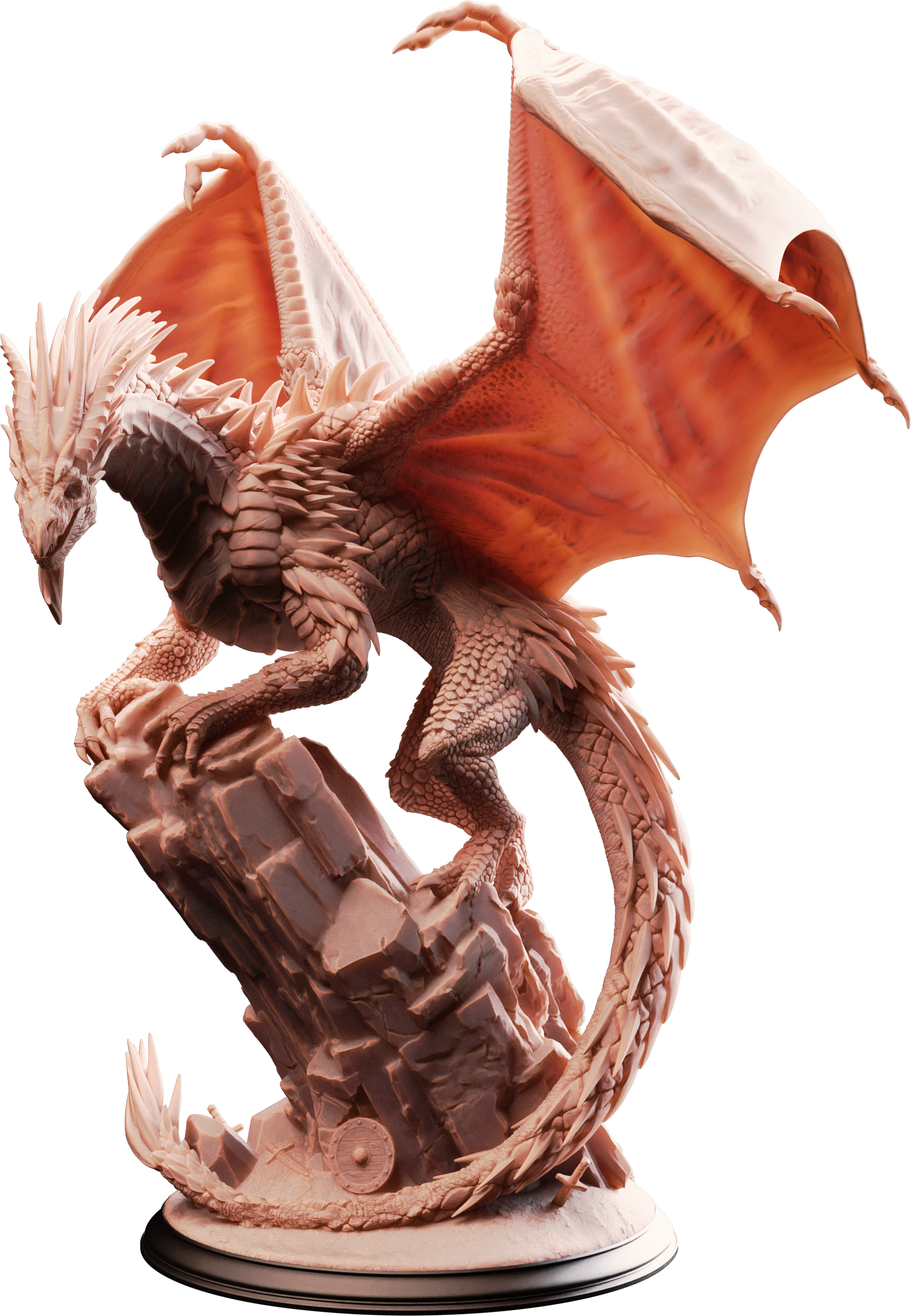Unpainted resin miniature of Gintharax, adult silver dragon — view 4 of 4