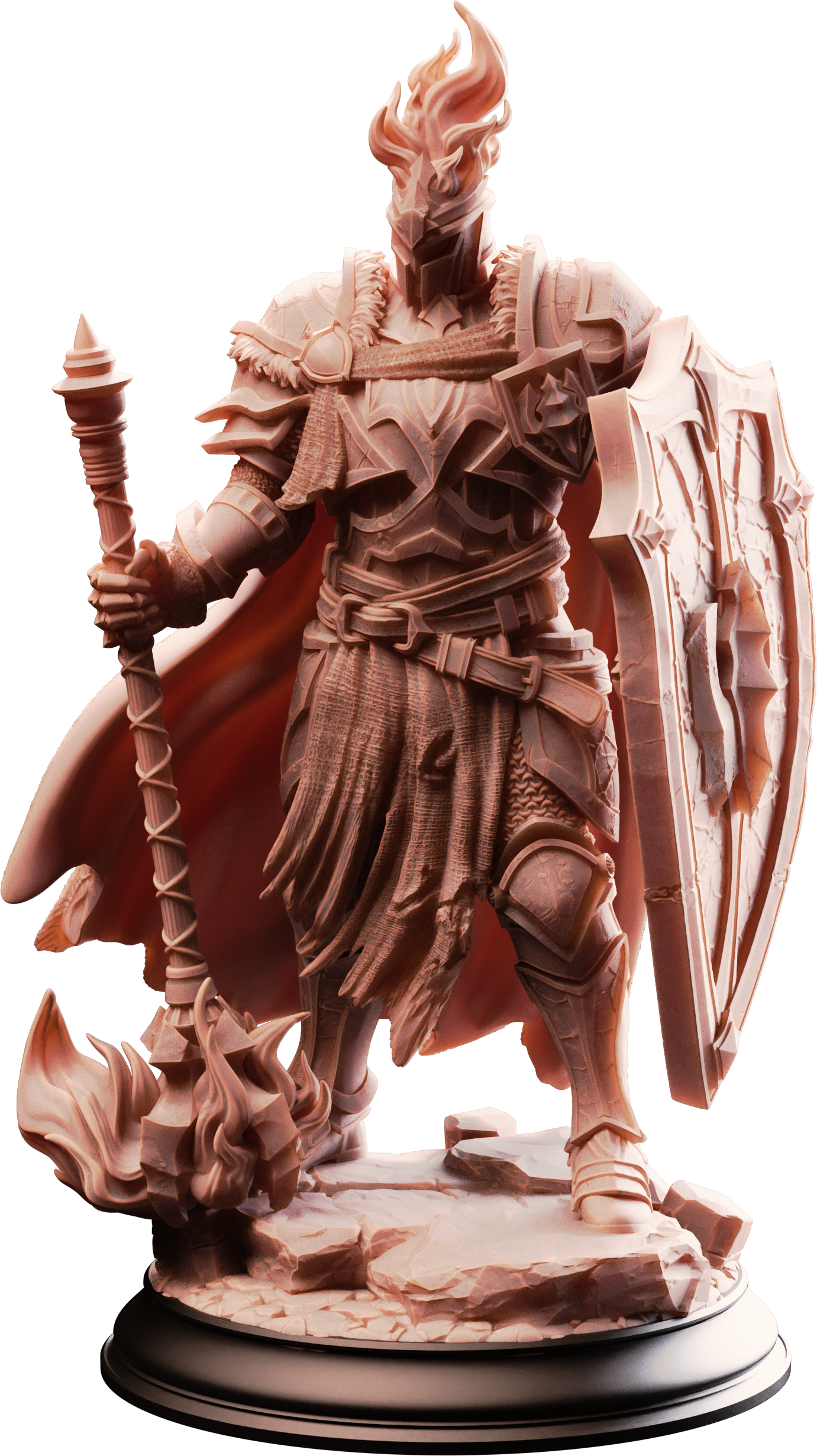 Unpainted resin miniature of Glancalion, paladin of the first flame — view 4 of 4
