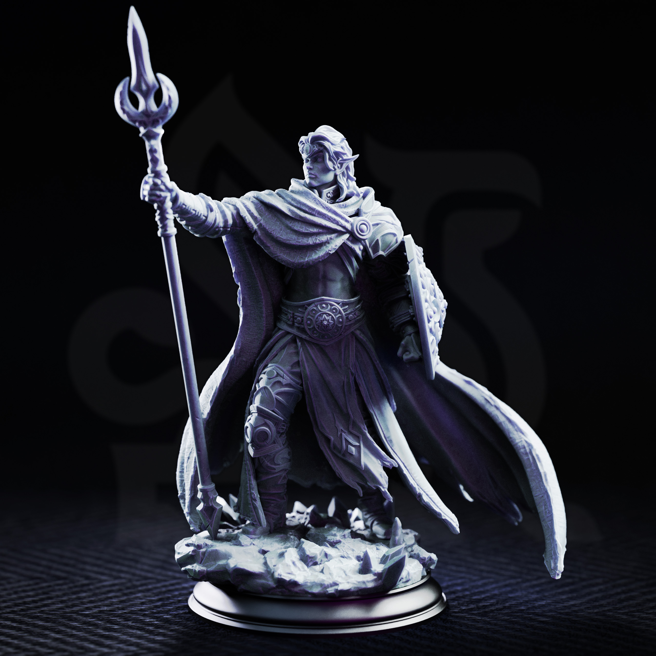 Unpainted resin miniature of Glydnos, the moon wanderer
