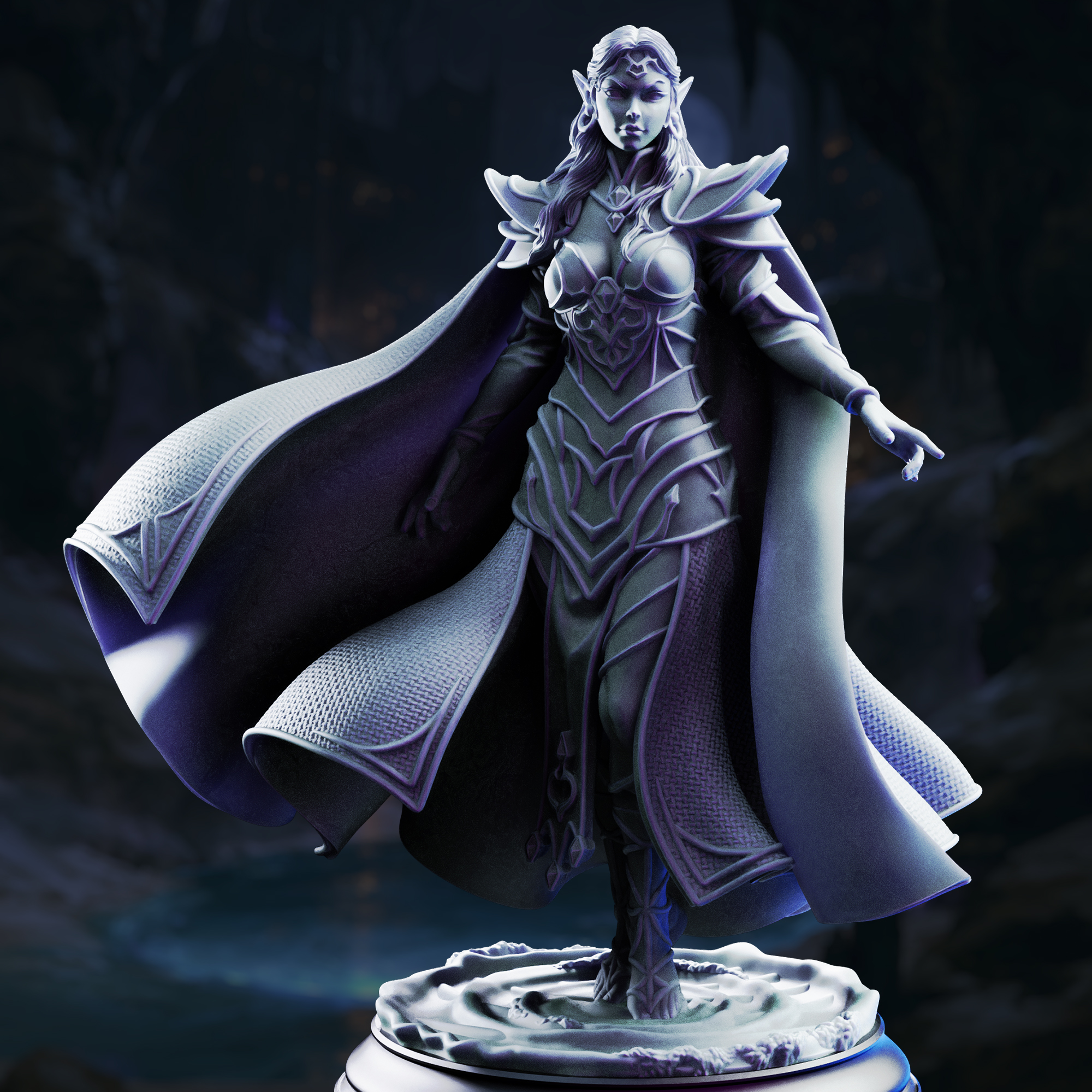 Unpainted resin miniature of Glynaria, priestess of the new moon — view 2 of 4