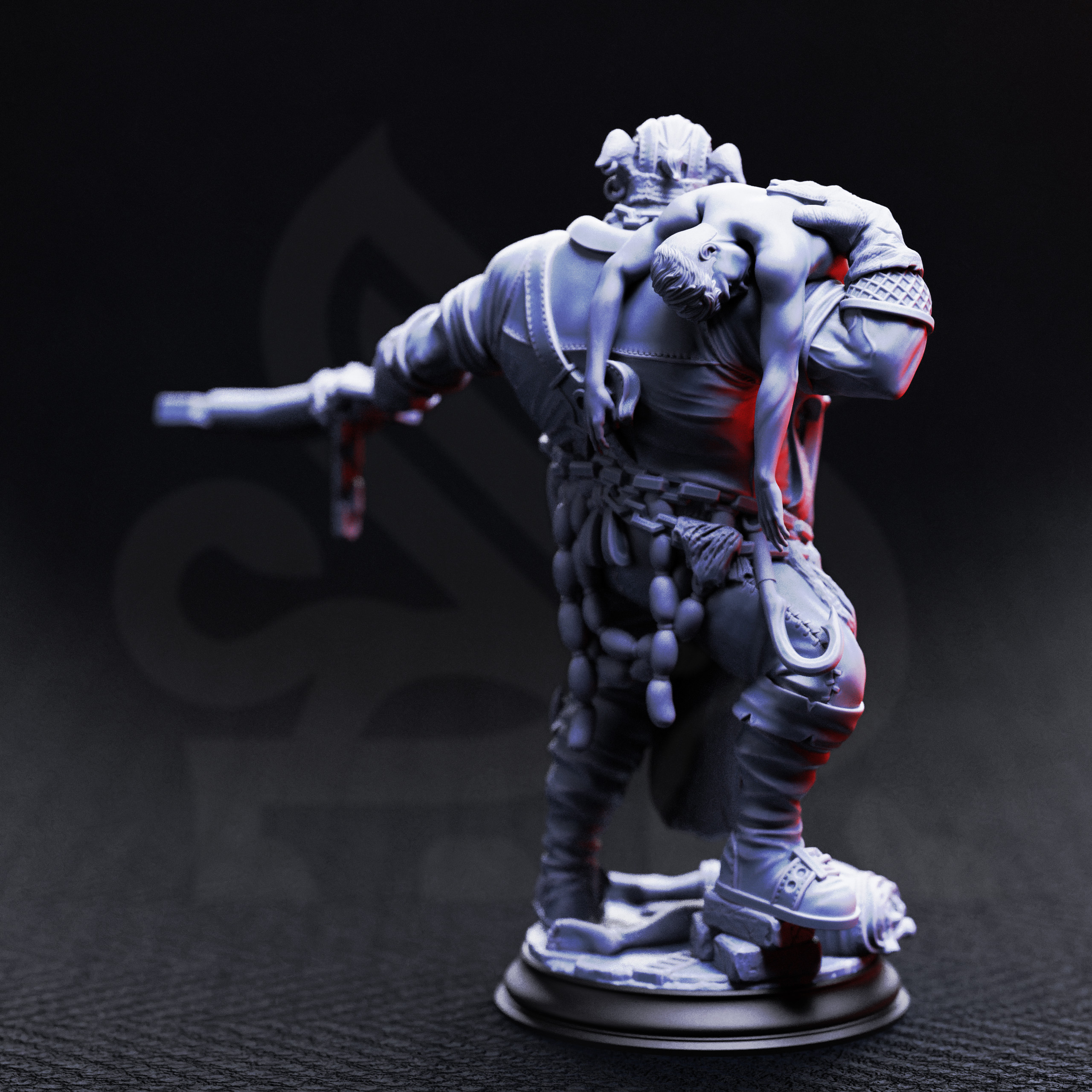 Unpainted resin miniature of Gunthrak Destraz, half-orc vampiric chef — view 4 of 6