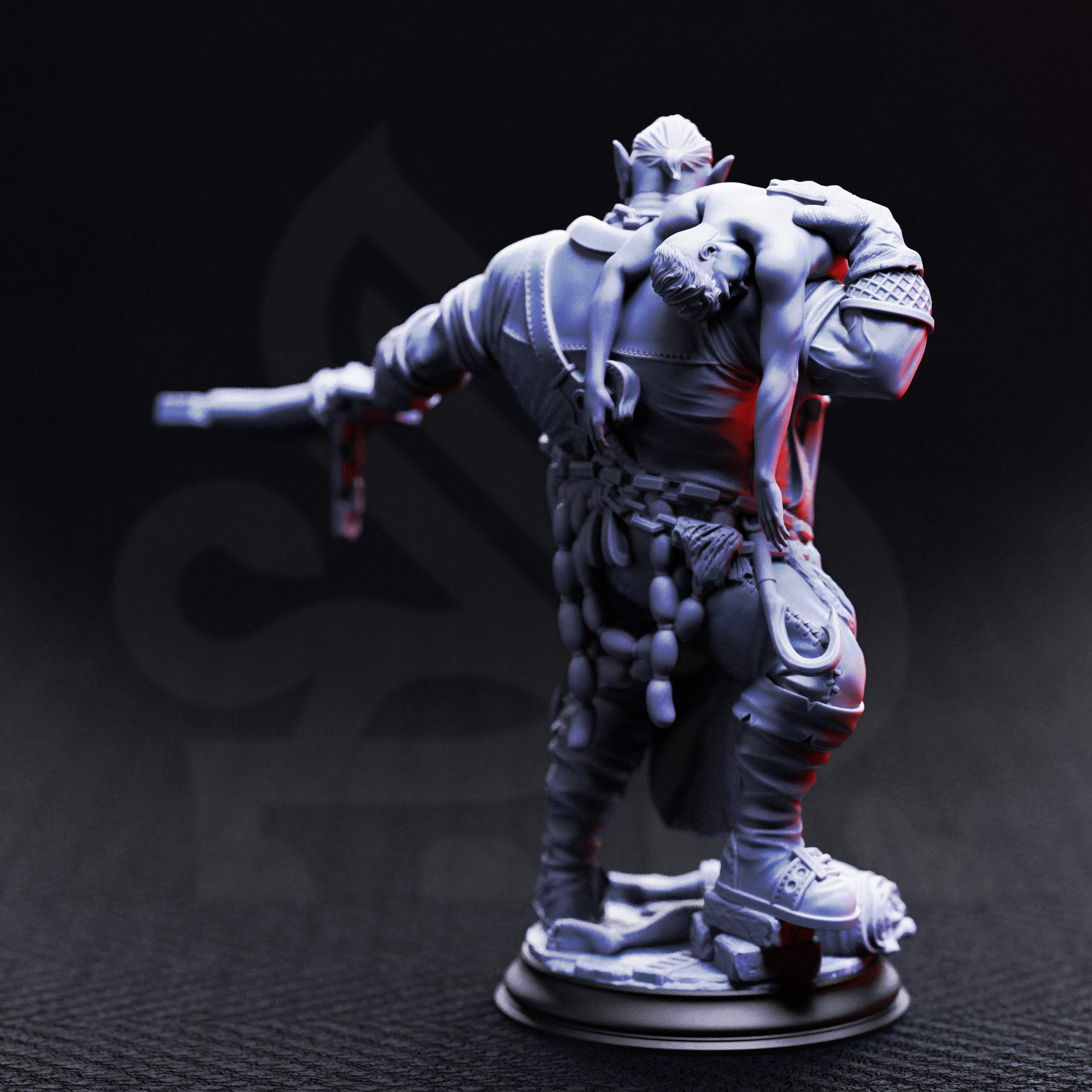 Unpainted resin miniature of Gunthrak Destraz, half-orc vampiric chef — view 5 of 6