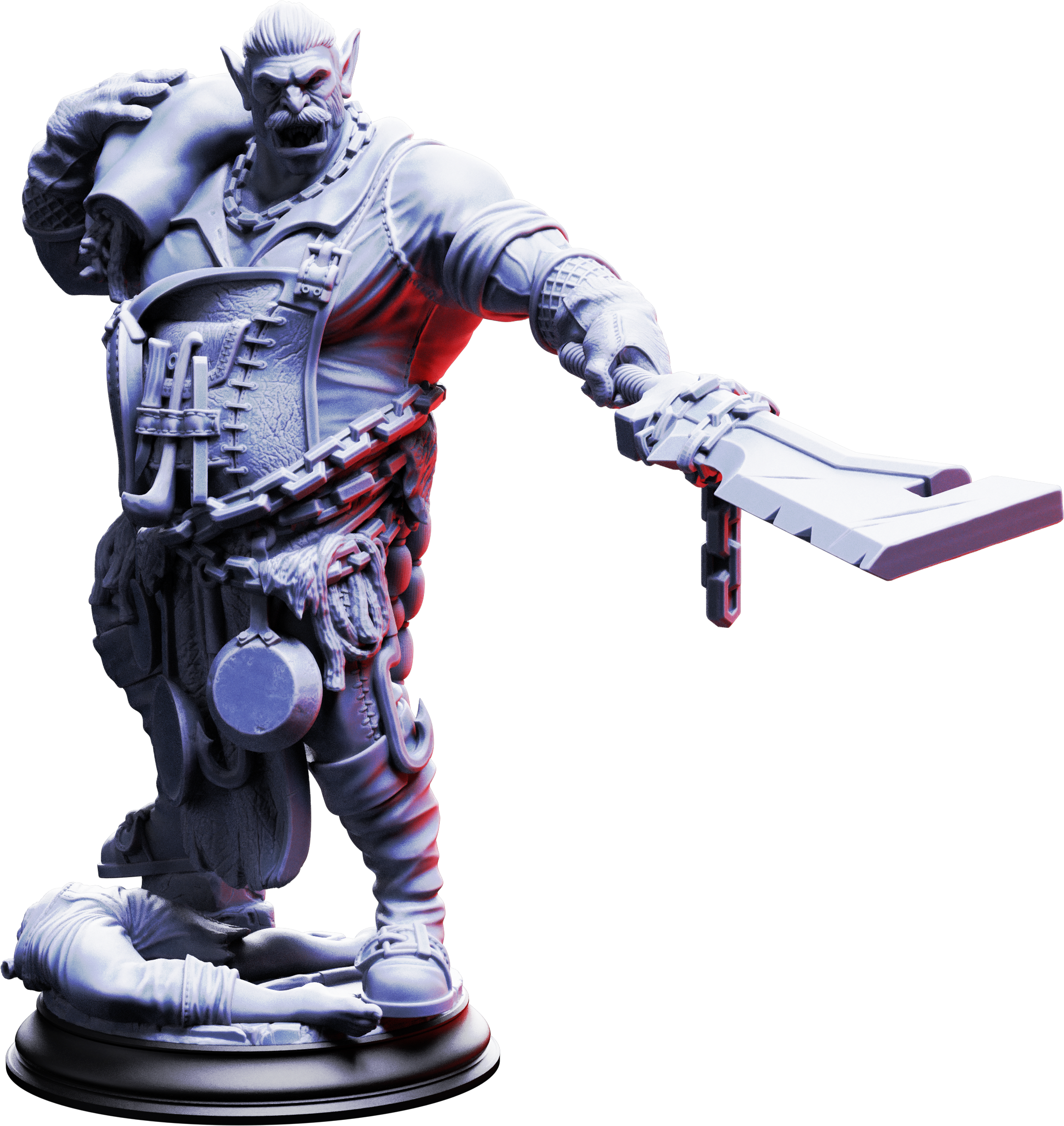 Unpainted resin miniature of Gunthrak Destraz, half-orc vampiric chef — view 6 of 6