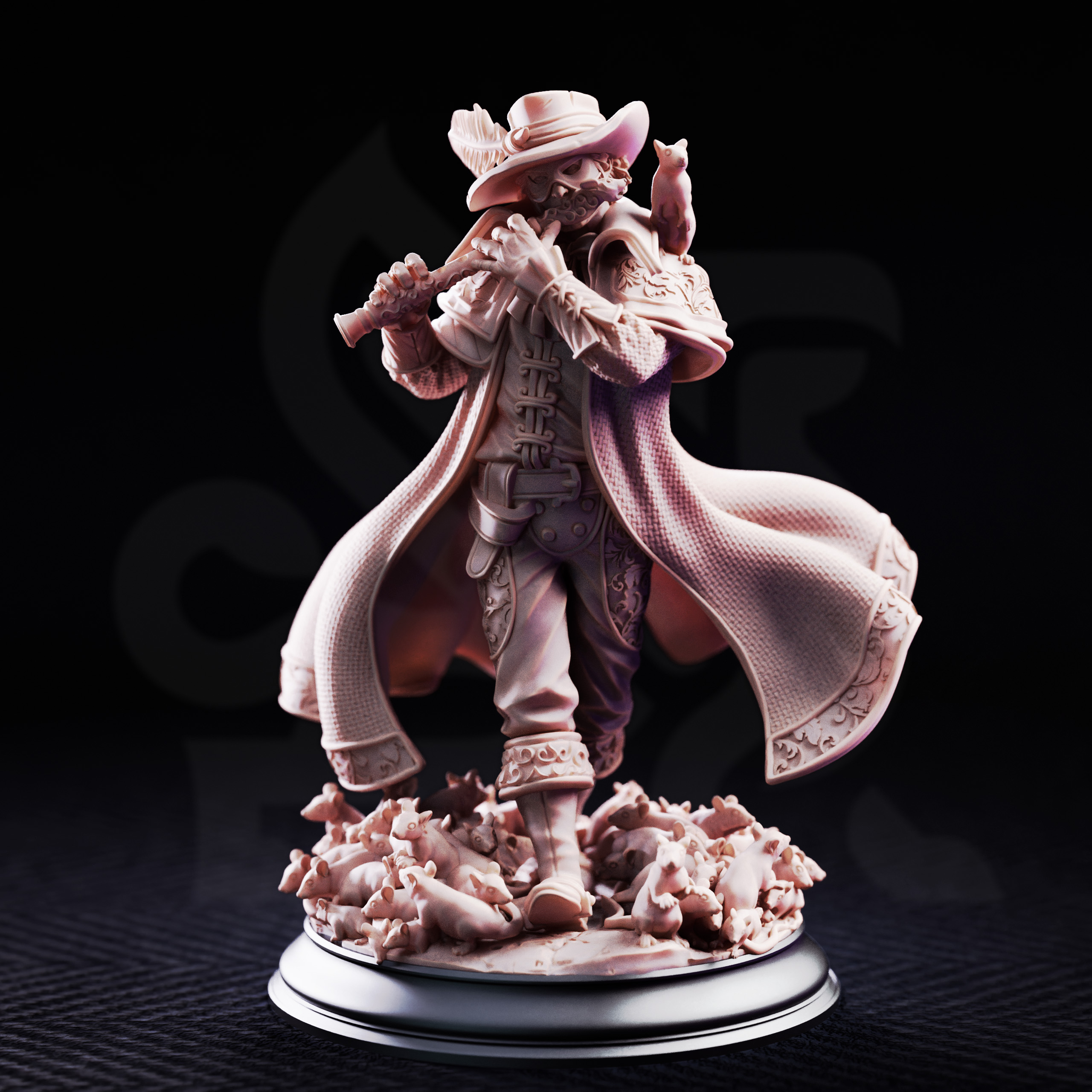 Unpainted resin miniature of Hamelin Pansworth, the pied piper